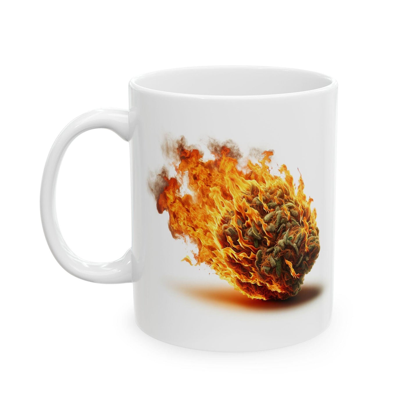 FLAMING WEED - Weed Themed Coffee Mugs; Marijuana Mugs - Cannabis Decor - Gift for Smokers, Stoners, Wake and Bake, Weed Lovers