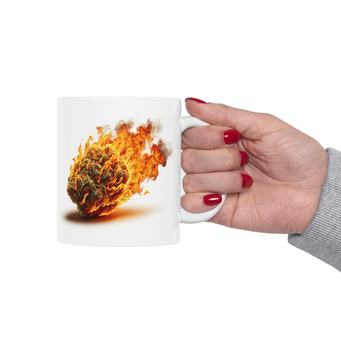 FLAMING WEED - Weed Themed Coffee Mugs; Marijuana Mugs - Cannabis Decor - Gift for Smokers, Stoners, Wake and Bake, Weed Lovers