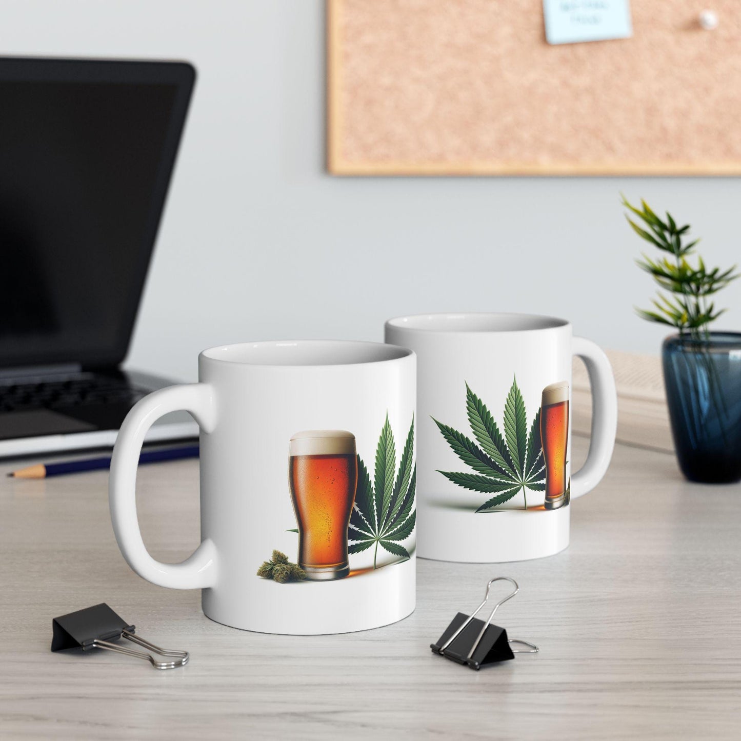 WEED AND BEER - Weed Themed Coffee Mugs for Stoners or Drinkers, Unique Cannabis Gift, Fun Alcoholic Gift