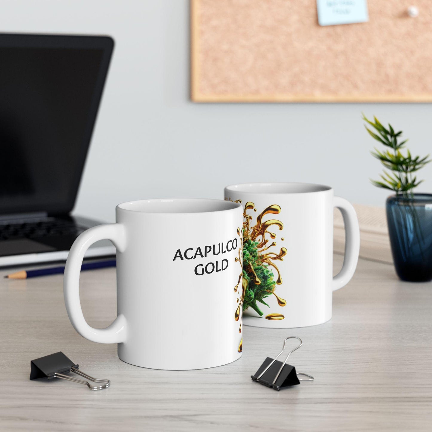 ACAPULCO GOLD - (11oz) Weed Strain Coffee Mugs - Perfect Gift for Stoners, Weed Mug, Marijuana Gift; Wake & Bake Essentials; Cannabis Decor