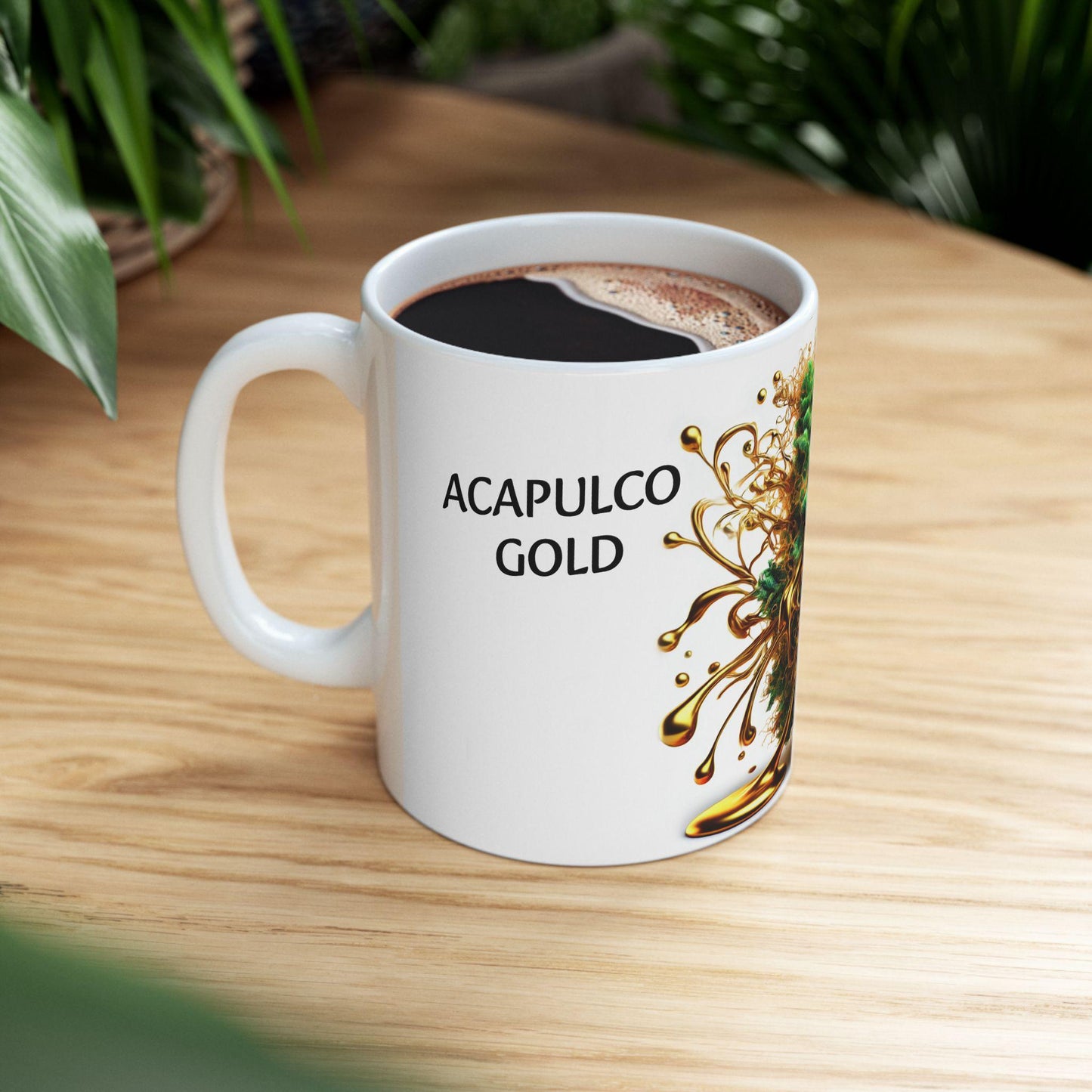 ACAPULCO GOLD - (11oz) Weed Strain Coffee Mugs - Perfect Gift for Stoners, Weed Mug, Marijuana Gift; Wake & Bake Essentials; Cannabis Decor