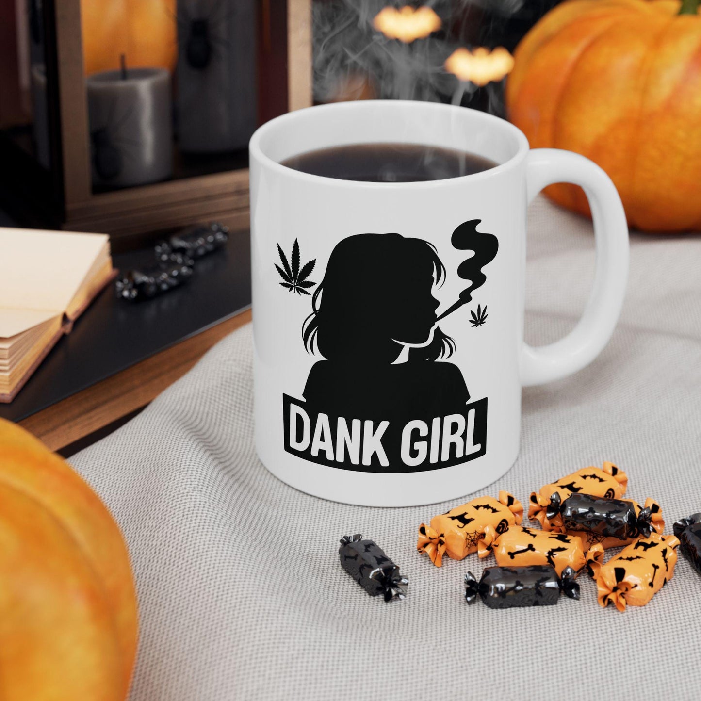 DANK GIRLS - Weed Themed Coffee Mugs - Stoner Gifts for Her (SILHOUETTE) Wake and bake mug, Weed Mug, Dank Girls