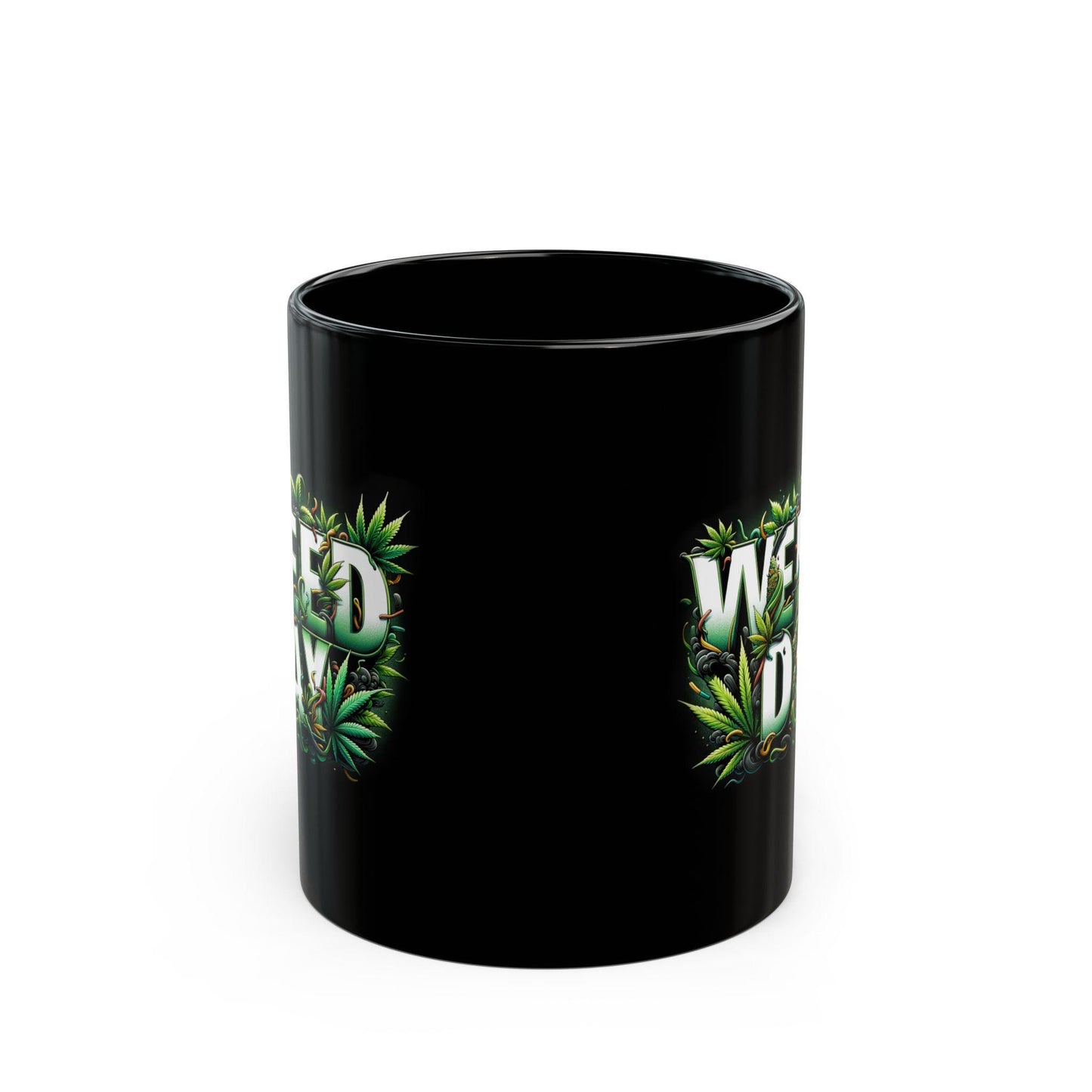 WEED DAY - BLACK Weed Themed Coffee Mugs - Perfect Gift for Smokers, Stoners, Marijuana Lovers, Growers.