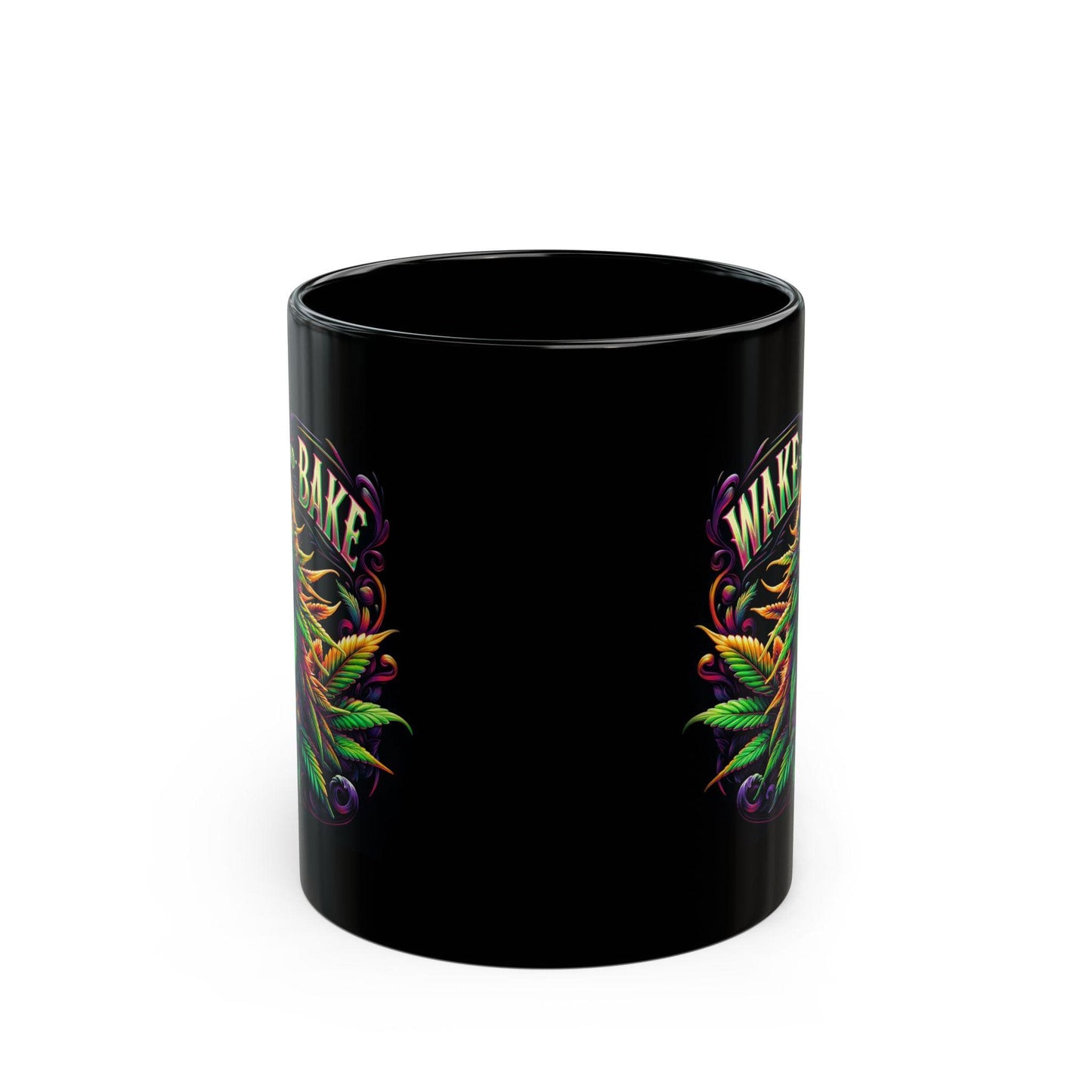 WAKE and BAKE - BLACK Weed Themed Coffee Mugs - Perfect Gift for Smokers, Stoners, Marijuana Lovers, Growers.
