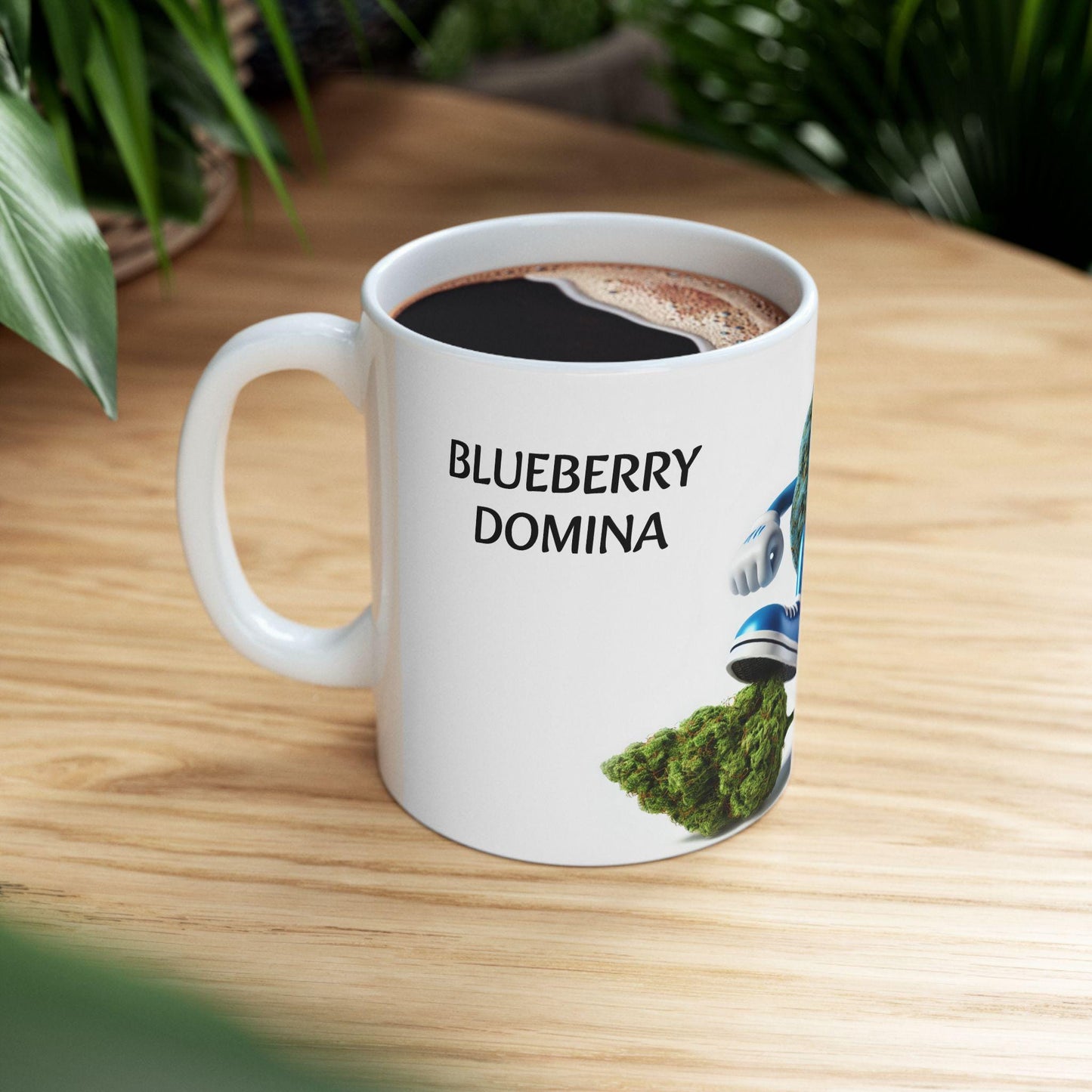 BLUEBERRY DOMINA - (11oz) Weed Strain Coffee Mugs - Perfect Stoner Gift, Weed Mug, Marijuana Gift; Wake and Bake Essentials; Cannabis Decor