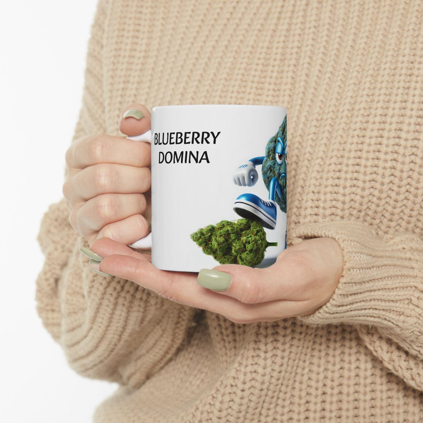 BLUEBERRY DOMINA - (11oz) Weed Strain Coffee Mugs - Perfect Stoner Gift, Weed Mug, Marijuana Gift; Wake and Bake Essentials; Cannabis Decor