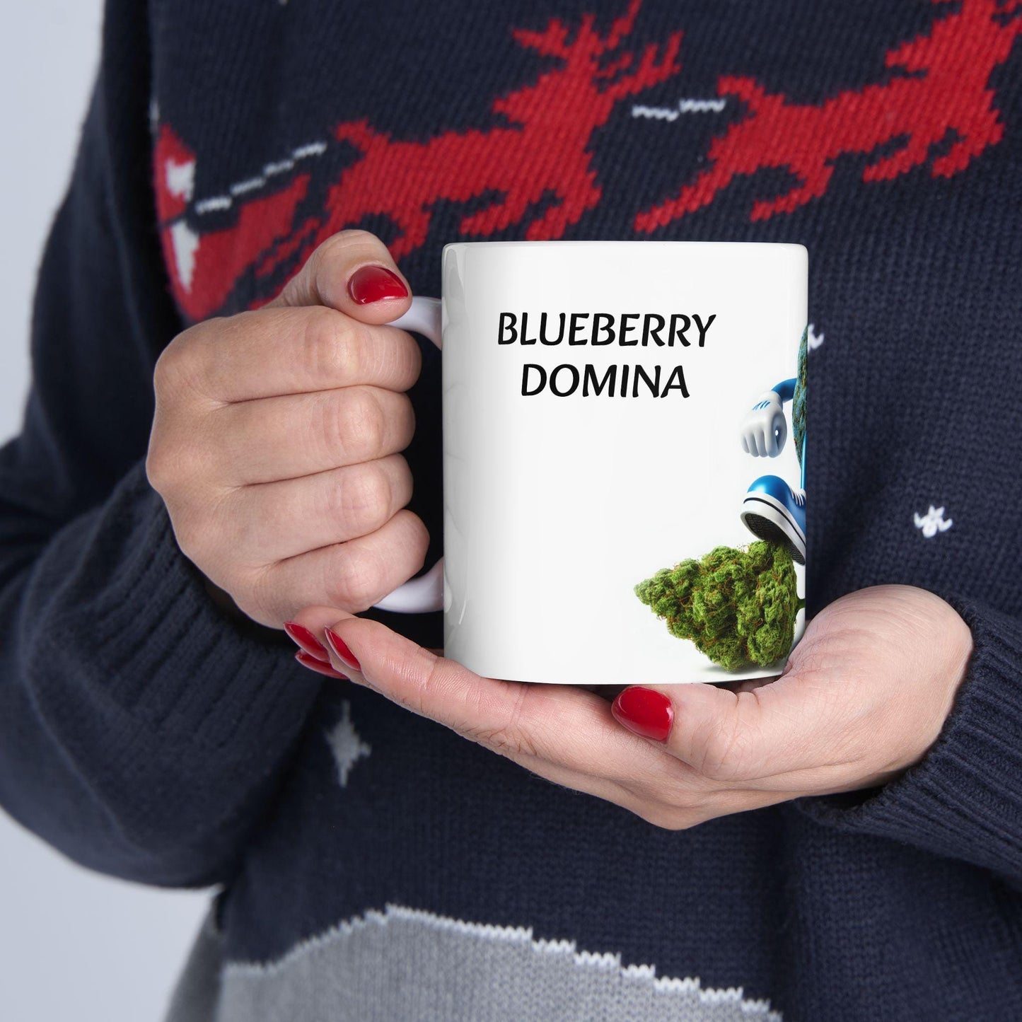 BLUEBERRY DOMINA - (11oz) Weed Strain Coffee Mugs - Perfect Stoner Gift, Weed Mug, Marijuana Gift; Wake and Bake Essentials; Cannabis Decor