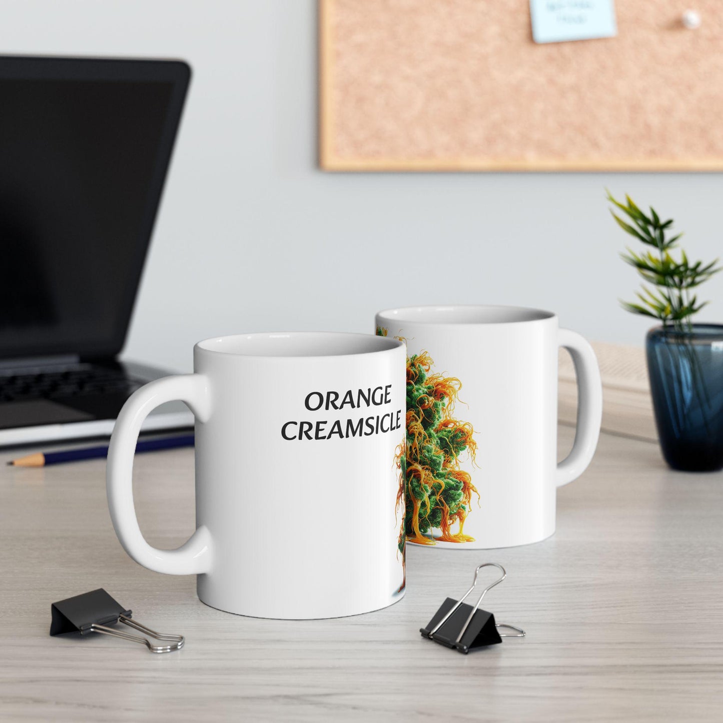 ORANGE CREAMSICLE - (11oz) Weed Strain Coffee Mugs - Stoner Gifts, Weed Mug, Marijuana Gift; Wake and Bake Essentials; Cannabis Pot Decor