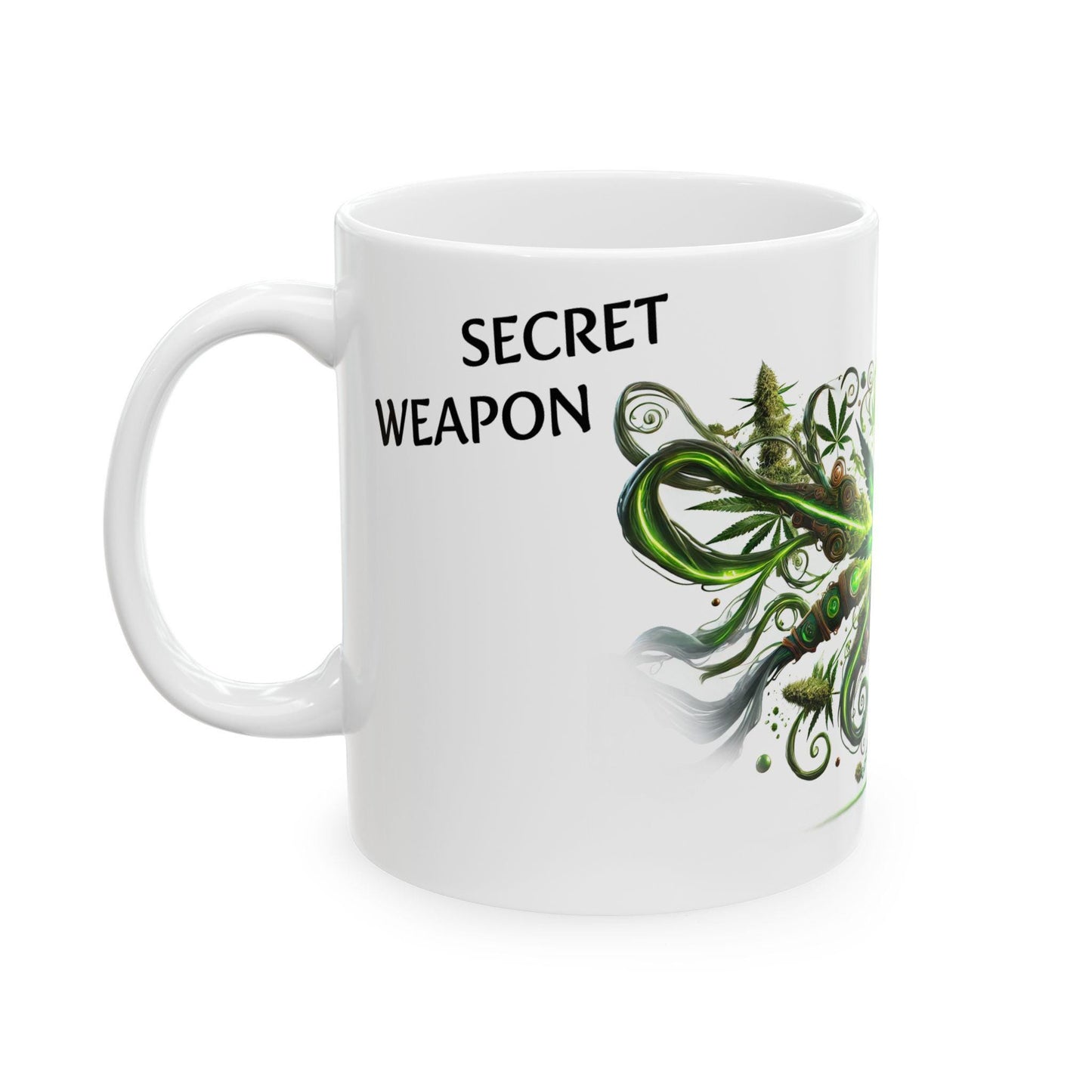 SECRET WEAPON - (11oz) Weed Strain Coffee Mugs - Stoner Gift, Weed Mug, Marijuana Gift; Wake and Bake Essentials; Cannabis Pot Decor