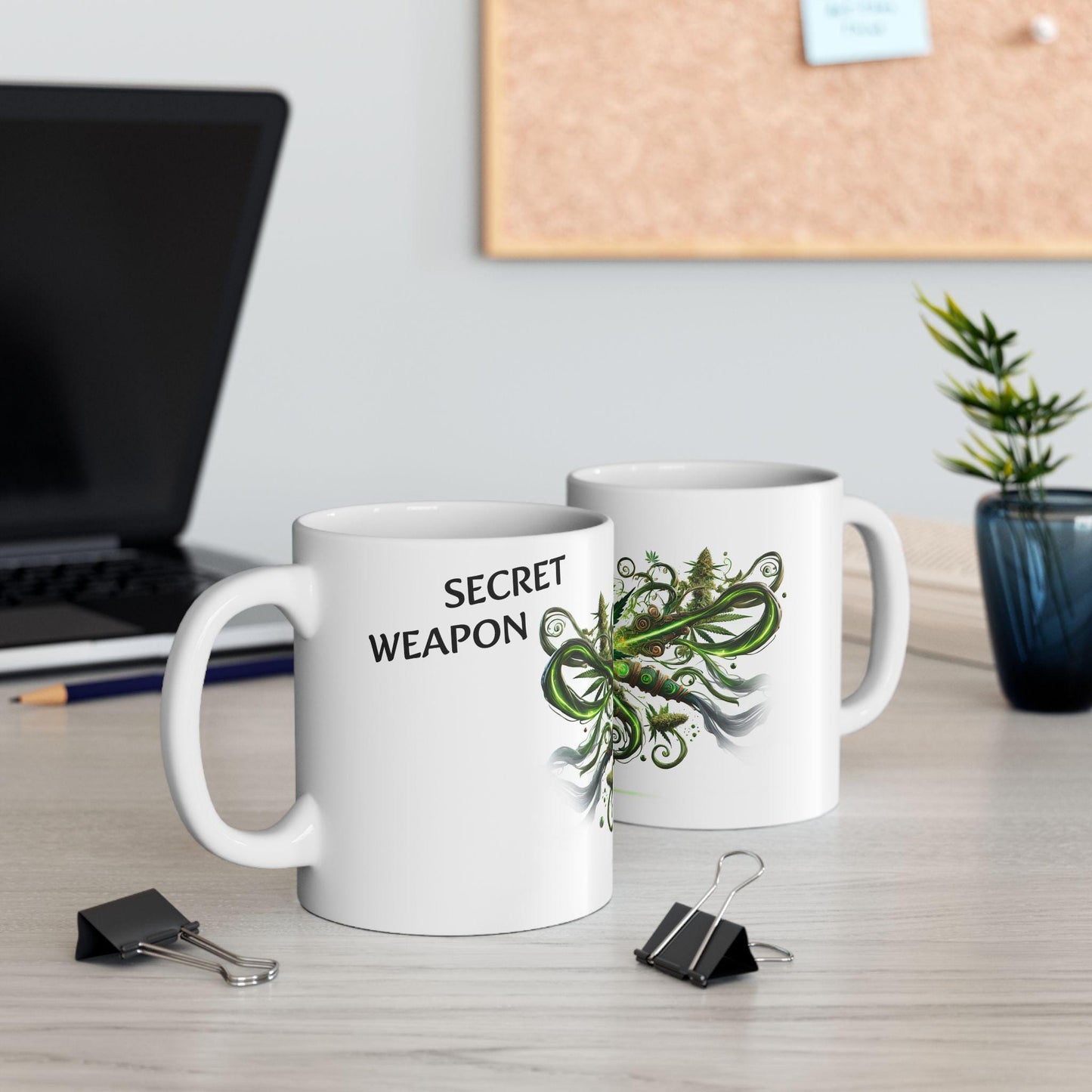 SECRET WEAPON - (11oz) Weed Strain Coffee Mugs - Stoner Gift, Weed Mug, Marijuana Gift; Wake and Bake Essentials; Cannabis Pot Decor