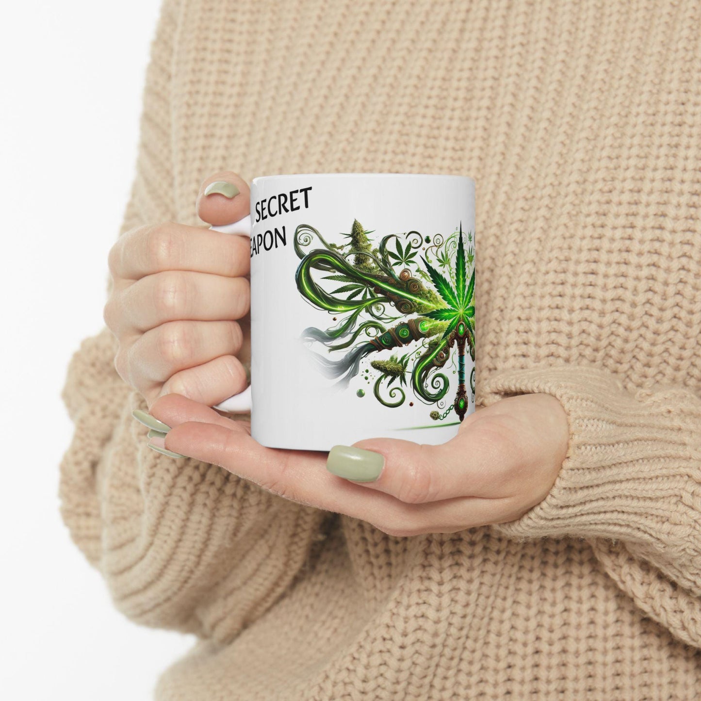 SECRET WEAPON - (11oz) Weed Strain Coffee Mugs - Stoner Gift, Weed Mug, Marijuana Gift; Wake and Bake Essentials; Cannabis Pot Decor