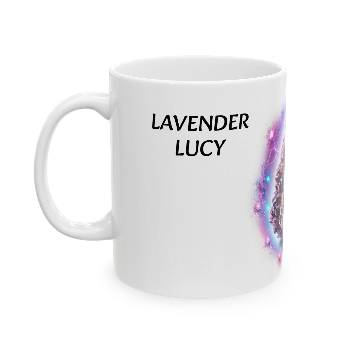 LAVENDER LUCY - (11oz) Weed Strain Coffee Mugs - Stoner Gift, Weed Mug, Marijuana Gift; Wake and Bake Essentials; Cannabis Pot Decor