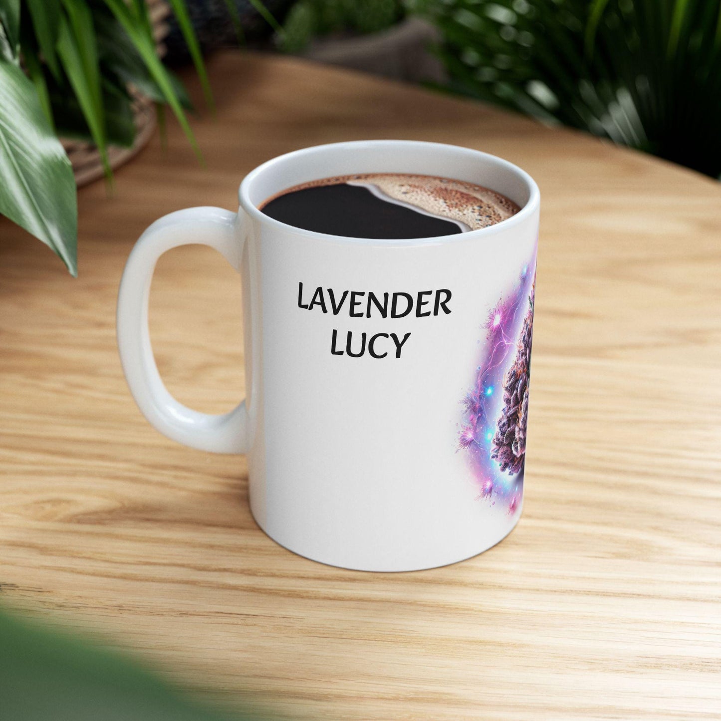 LAVENDER LUCY - (11oz) Weed Strain Coffee Mugs - Stoner Gift, Weed Mug, Marijuana Gift; Wake and Bake Essentials; Cannabis Pot Decor