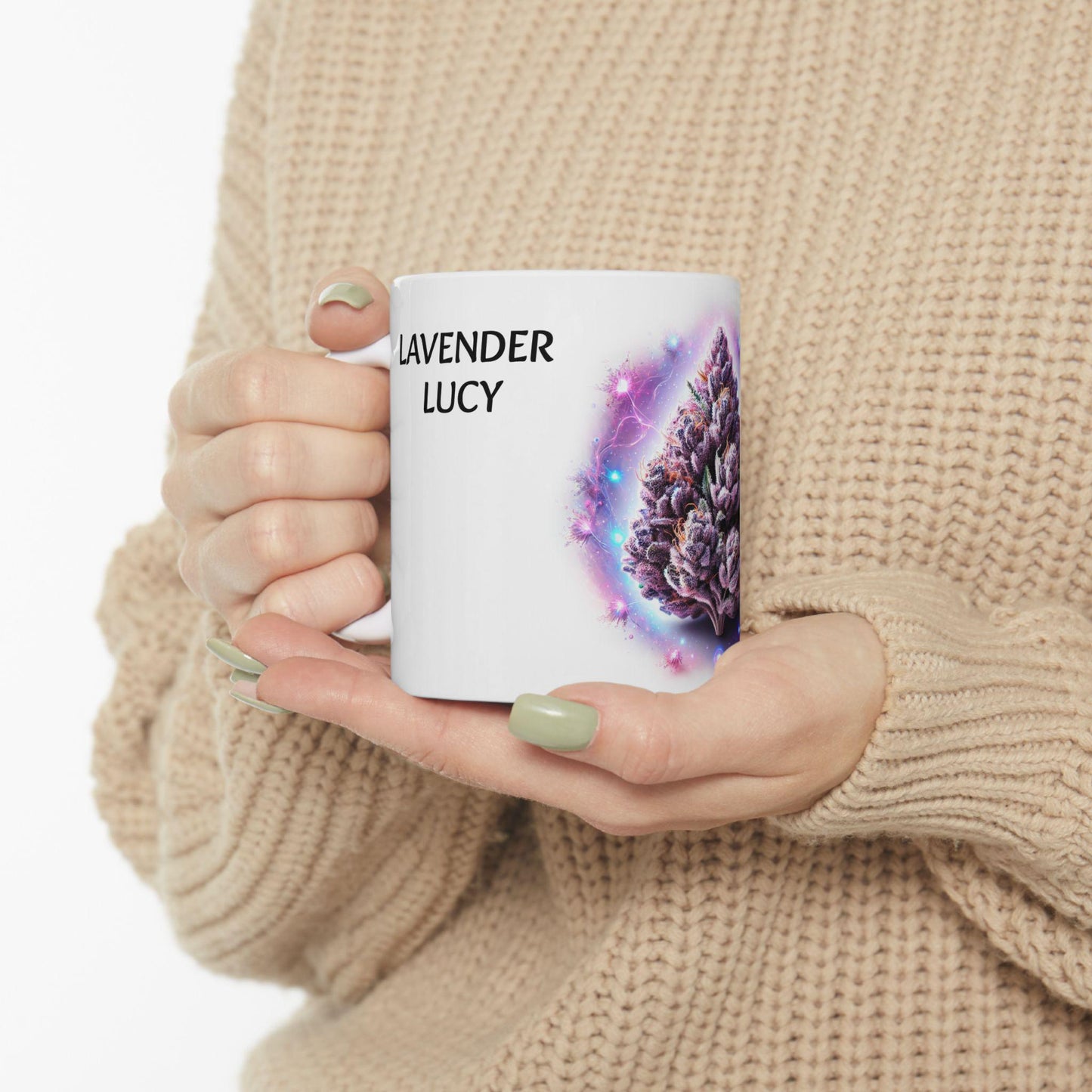 LAVENDER LUCY - (11oz) Weed Strain Coffee Mugs - Stoner Gift, Weed Mug, Marijuana Gift; Wake and Bake Essentials; Cannabis Pot Decor
