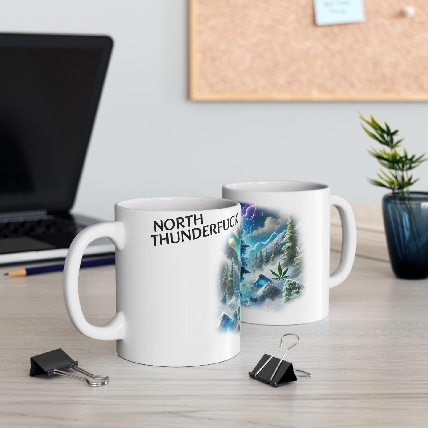 NORTH THUNDERFUCK - (11oz) Weed Strain Coffee Mugs - Stoner Gift, Weed Mug, Marijuana Gift; Wake and Bake Essentials; Cannabis Pot Decor
