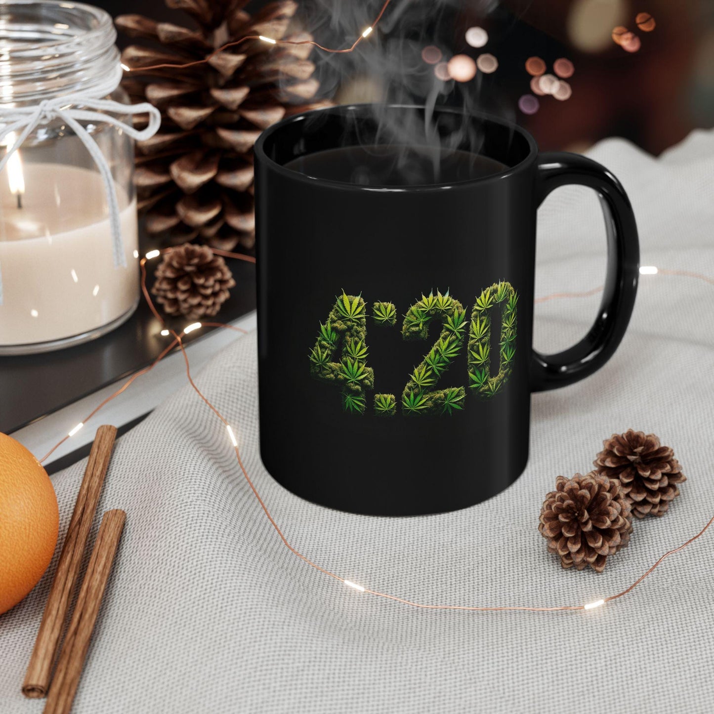 420 - WEED Themed BLACK Coffee Mugs - Perfect Gift for Smokers, Stoners, Marijuana Lovers, Growers; Weed Lovers