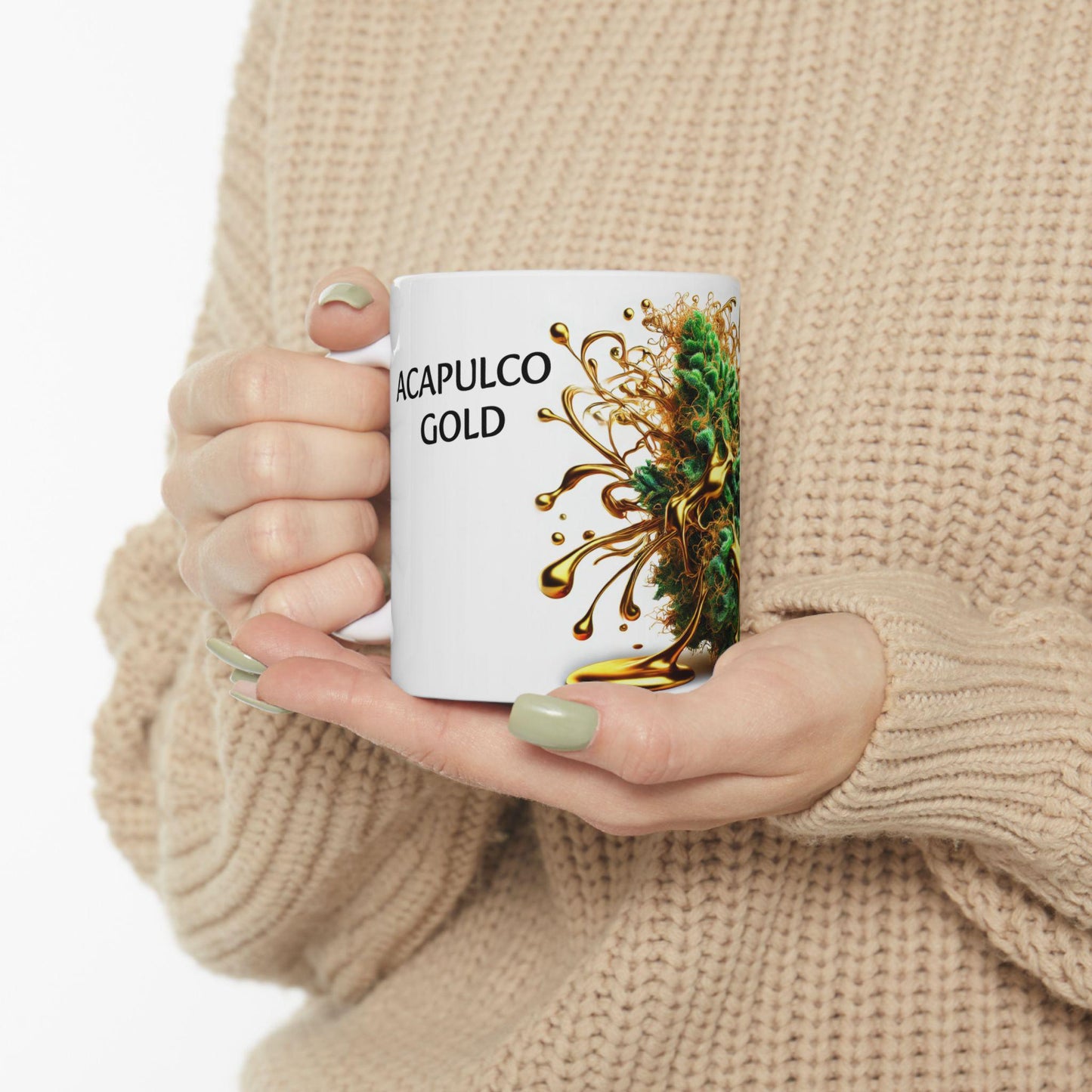ACAPULCO GOLD - (11oz) Weed Strain Coffee Mugs - Perfect Gift for Stoners, Weed Mug, Marijuana Gift; Wake & Bake Essentials; Cannabis Decor
