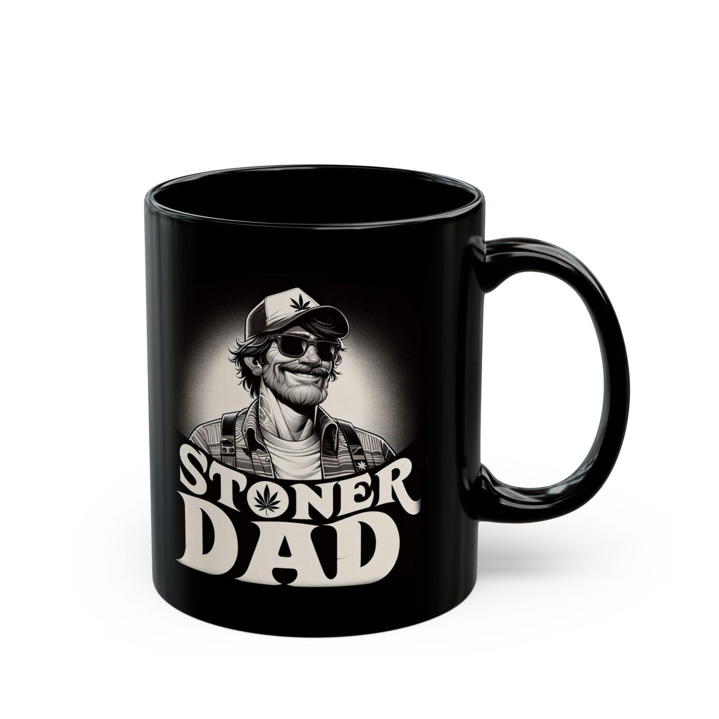 STONER DAD - BLACK Weed Themed Coffee Mugs - Perfect Gift for Smokers, Stoners, Marijuana Lovers, Growers; Dad gifts or Fathers Day