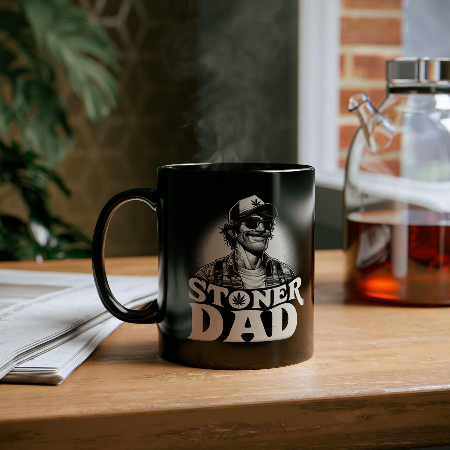 STONER DAD - BLACK Weed Themed Coffee Mugs - Perfect Gift for Smokers, Stoners, Marijuana Lovers, Growers; Dad gifts or Fathers Day