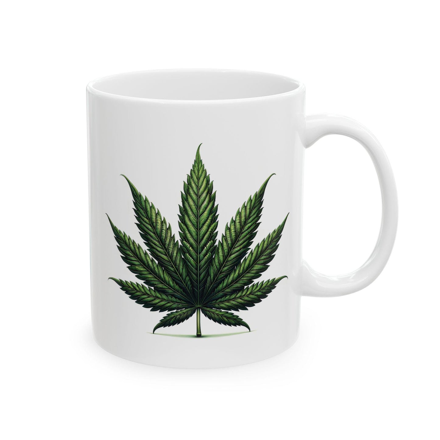 Basic WEED Leaf Coffee Mug - Discrete Marijuana Themed Wake and Bake Companion Mug
