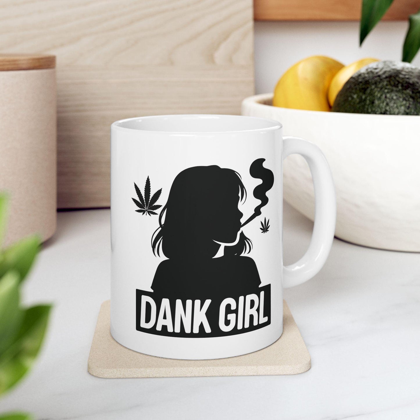 DANK GIRLS - Weed Themed Coffee Mugs - Stoner Gifts for Her (SILHOUETTE) Wake and bake mug, Weed Mug, Dank Girls