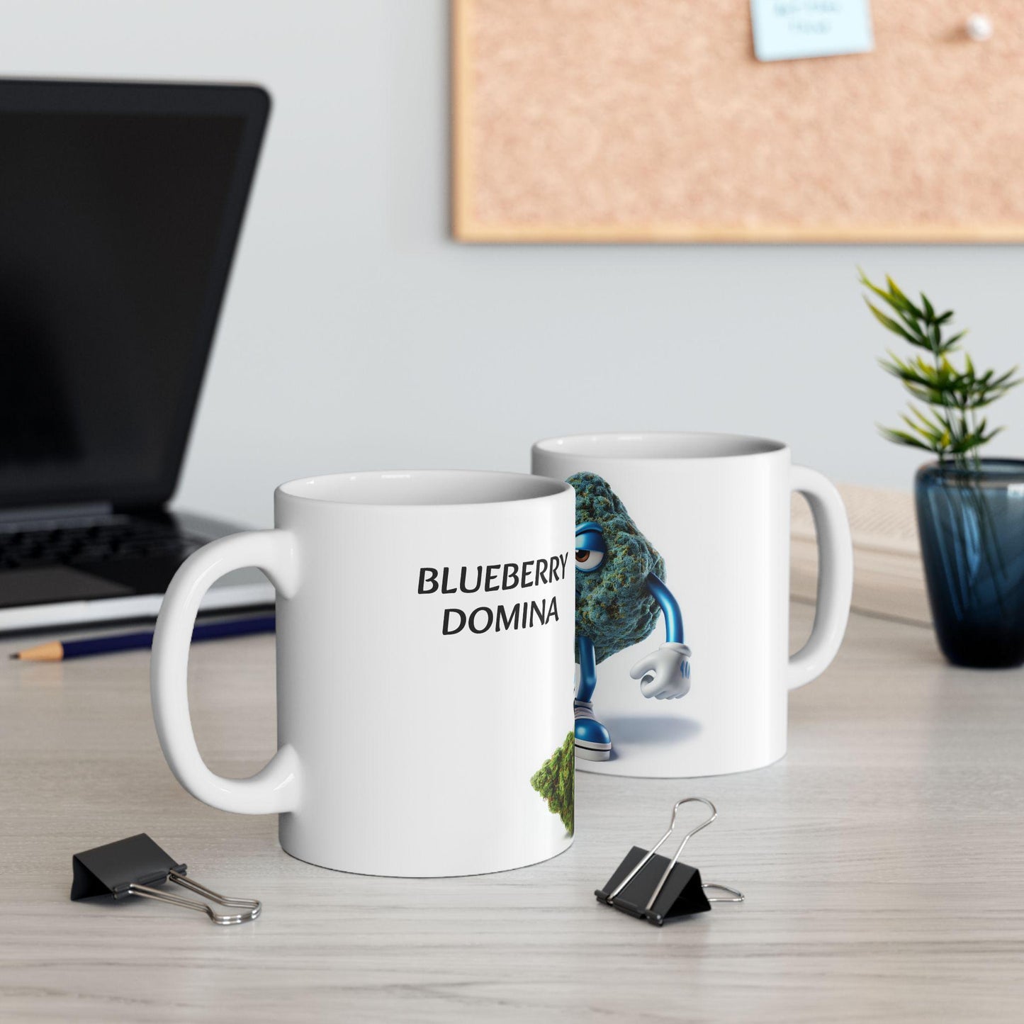 BLUEBERRY DOMINA - (11oz) Weed Strain Coffee Mugs - Perfect Stoner Gift, Weed Mug, Marijuana Gift; Wake and Bake Essentials; Cannabis Decor