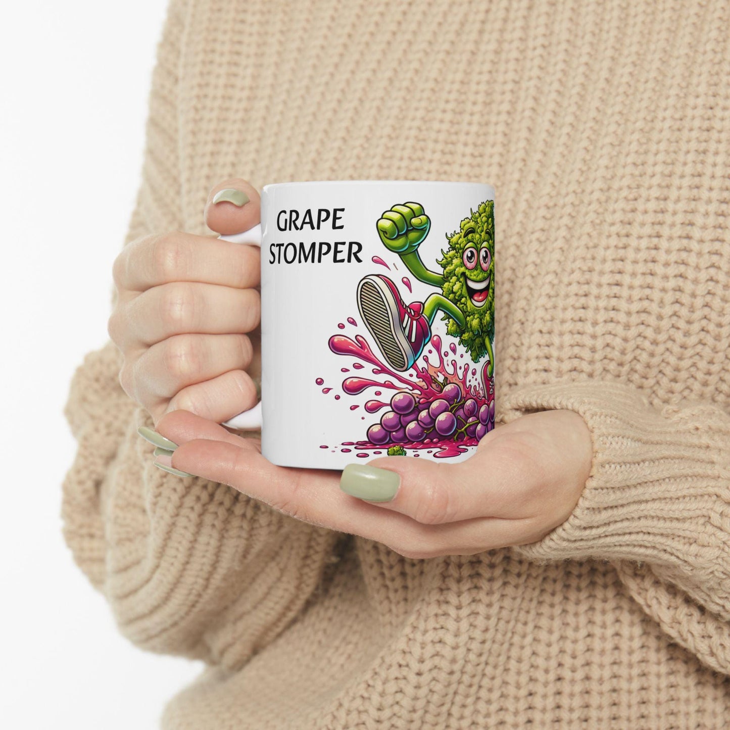 GRAPE STOMPER - (11oz) Weed Strain Coffee Mugs - Perfect Gift for Stoners, Weed Mug, Marijuana Gift; Wake & Bake Essentials; Cannabis Decor