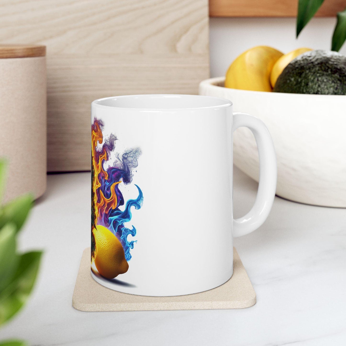 LEMON FIRE - (11oz) Weed Strain Coffee Mugs - Perfect Gift for Stoners, Weed Mug, Marijuana Gift; Wake and Bake Essentials; Cannabis Decor