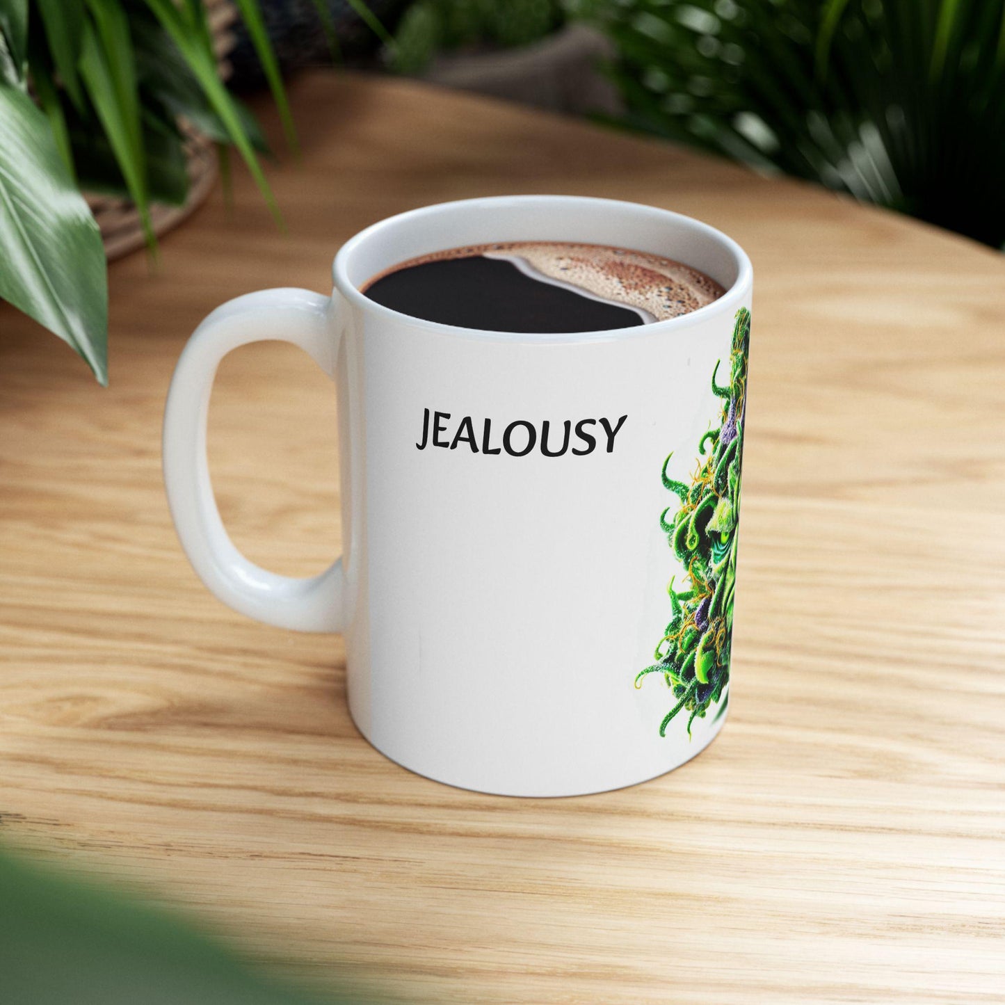 JEALOUSY - (11oz) Weed Strain Coffee Mugs - Perfect Gift for Stoners, Weed Mug, Marijuana Gift; Wake and Bake Essentials; Cannabis Decor