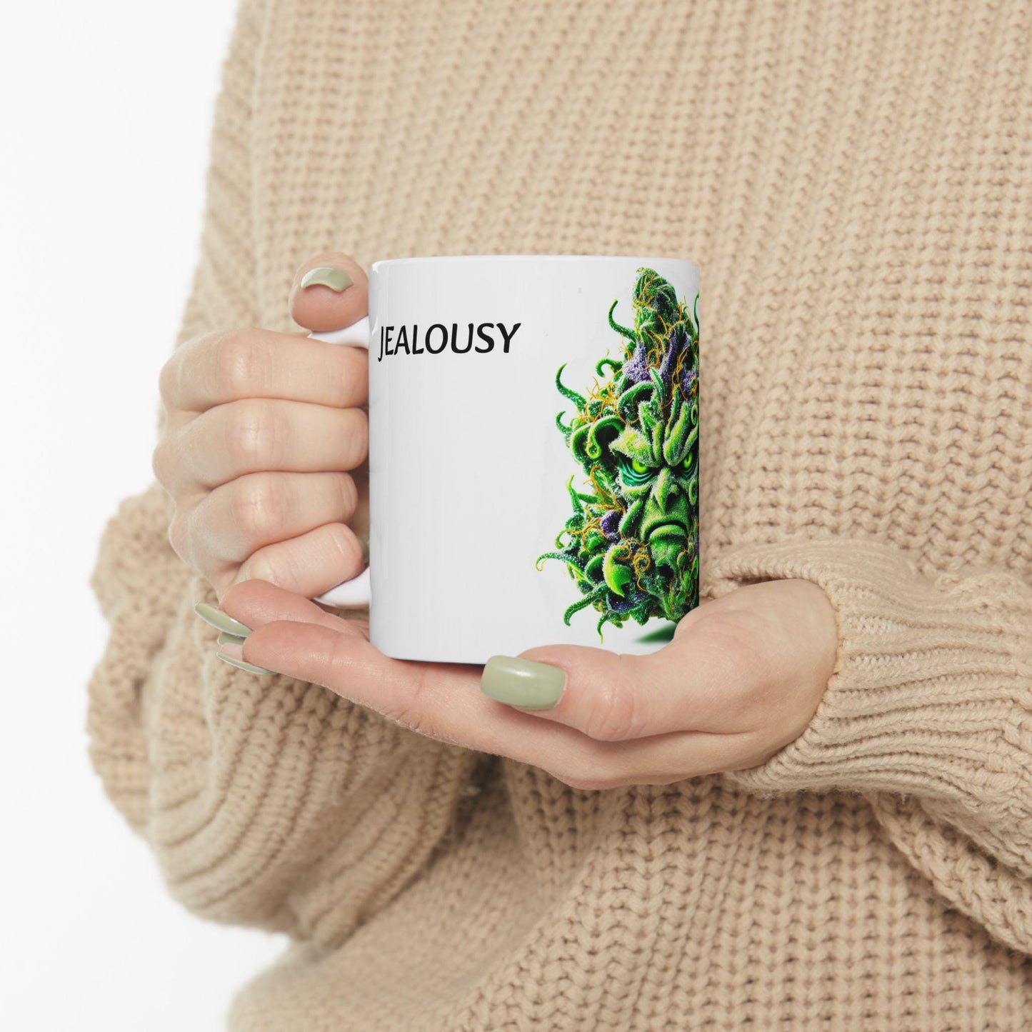 JEALOUSY - (11oz) Weed Strain Coffee Mugs - Perfect Gift for Stoners, Weed Mug, Marijuana Gift; Wake and Bake Essentials; Cannabis Decor