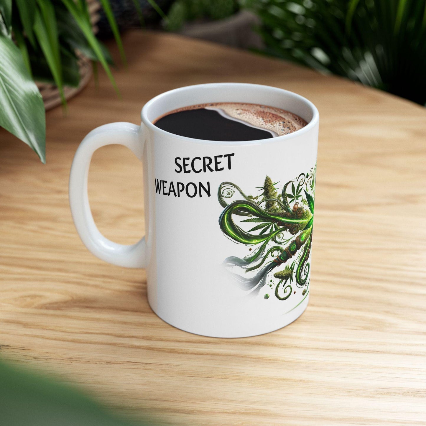 SECRET WEAPON - (11oz) Weed Strain Coffee Mugs - Stoner Gift, Weed Mug, Marijuana Gift; Wake and Bake Essentials; Cannabis Pot Decor