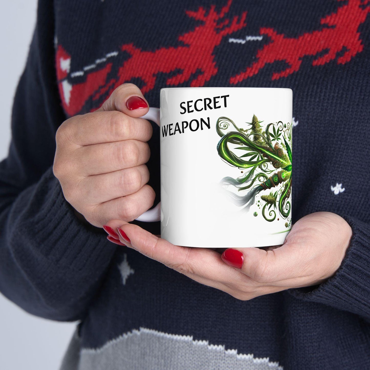 SECRET WEAPON - (11oz) Weed Strain Coffee Mugs - Stoner Gift, Weed Mug, Marijuana Gift; Wake and Bake Essentials; Cannabis Pot Decor