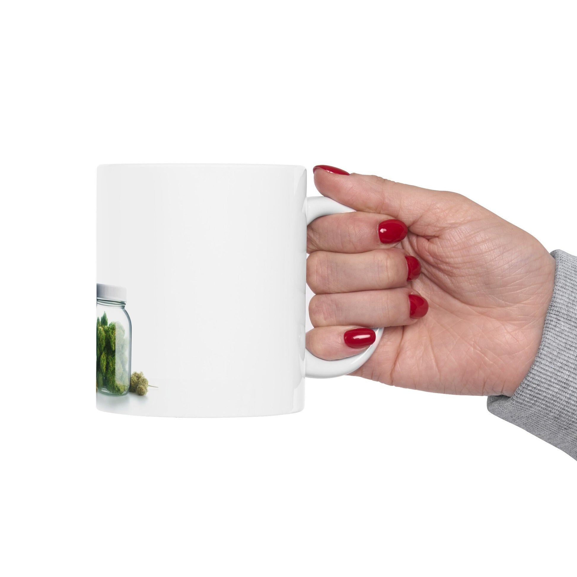 WHITE Cat WEED Jar - Weed Coffee Mug (11oz)