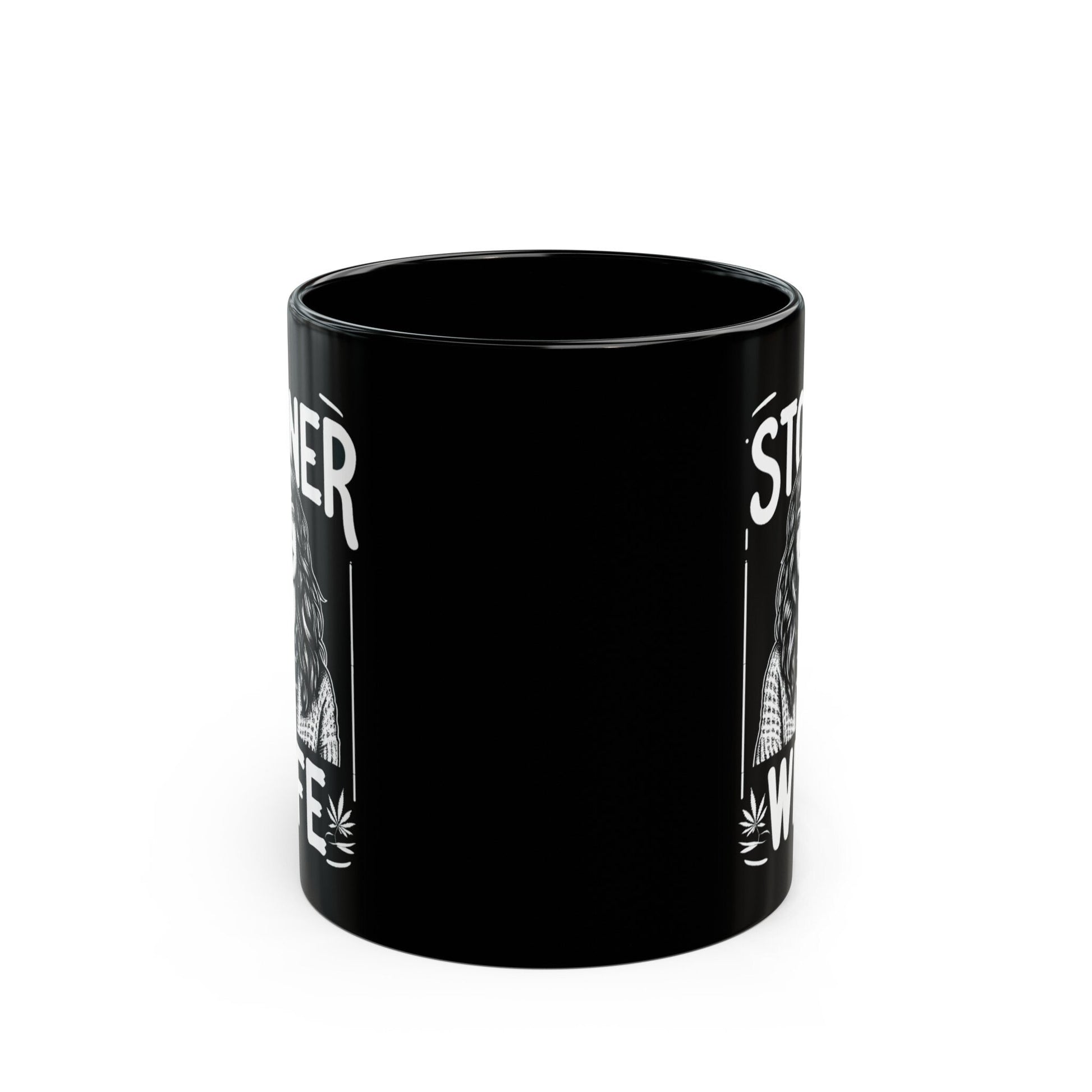 STONER WIFE MUG - Weed Coffee Mug (Black 11oz) - Gift for Stoners, Smokers; Wake & Bake Mug / 420 Mug / Marijuana Gift, Weed Cannabis Mug