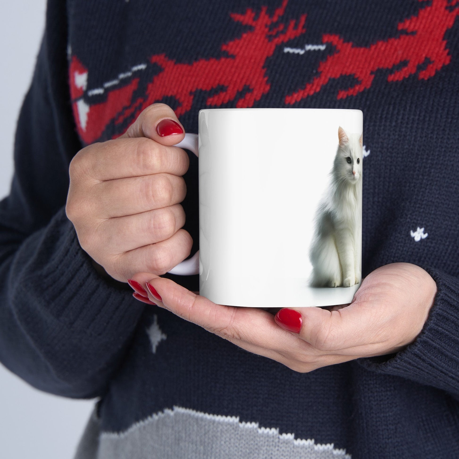 WHITE Cat WEED Jar - Weed Coffee Mug (11oz)