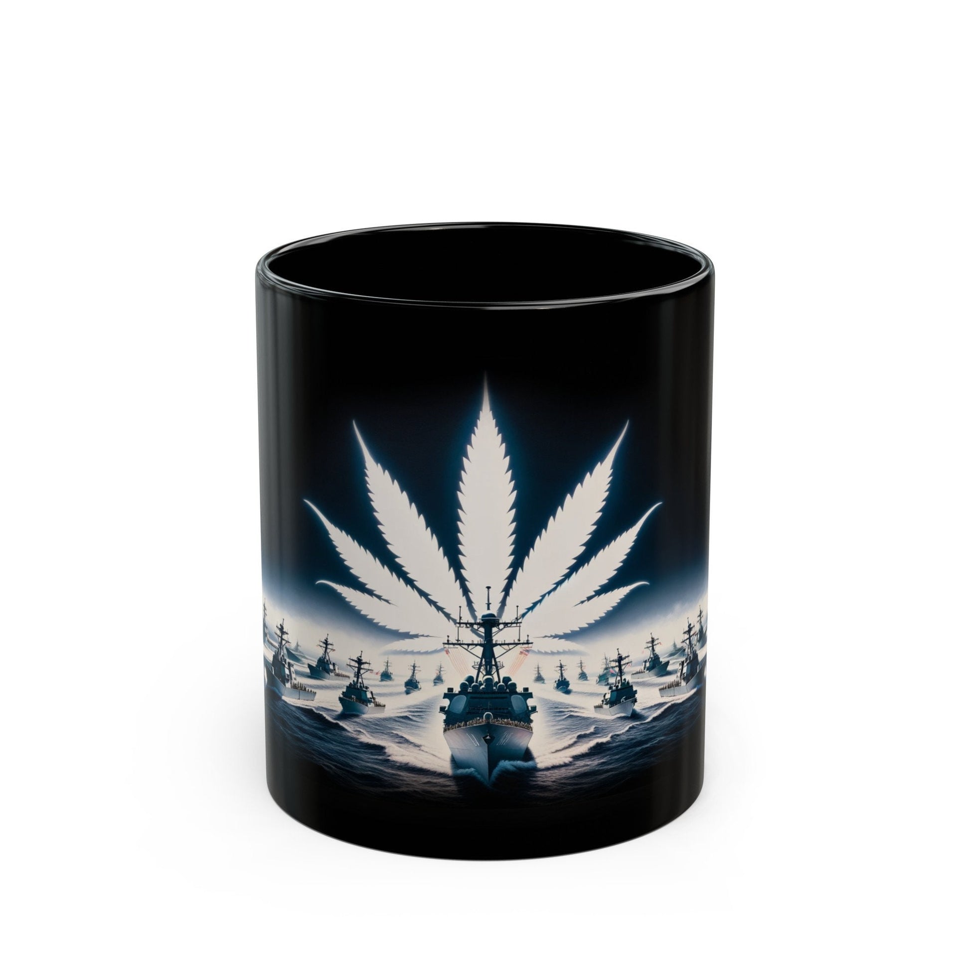 NAVY WEED MUG - Weed Coffee Mug (11oz) BLACK