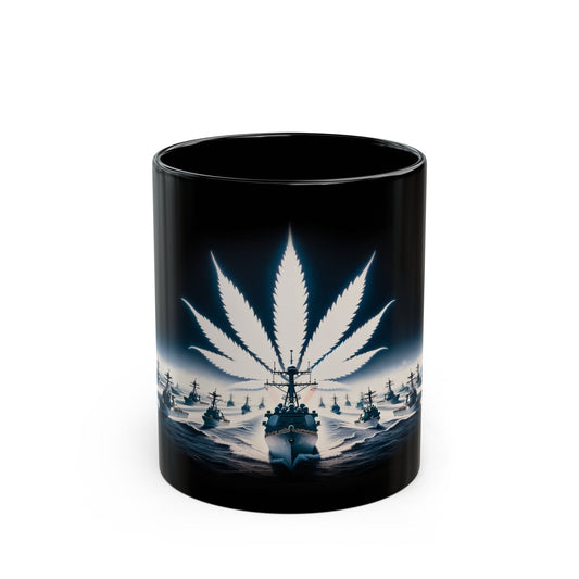 NAVY WEED MUG - Weed Coffee Mug (11oz) BLACK