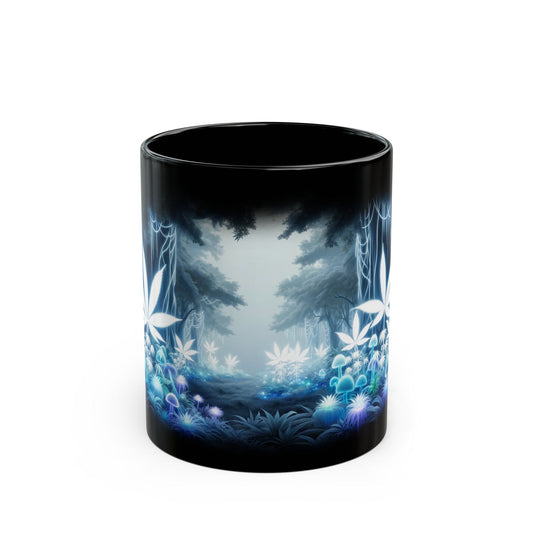 WEED SHROOM FOREST - 420 Shroom Coffee Mug (11oz) BLACK