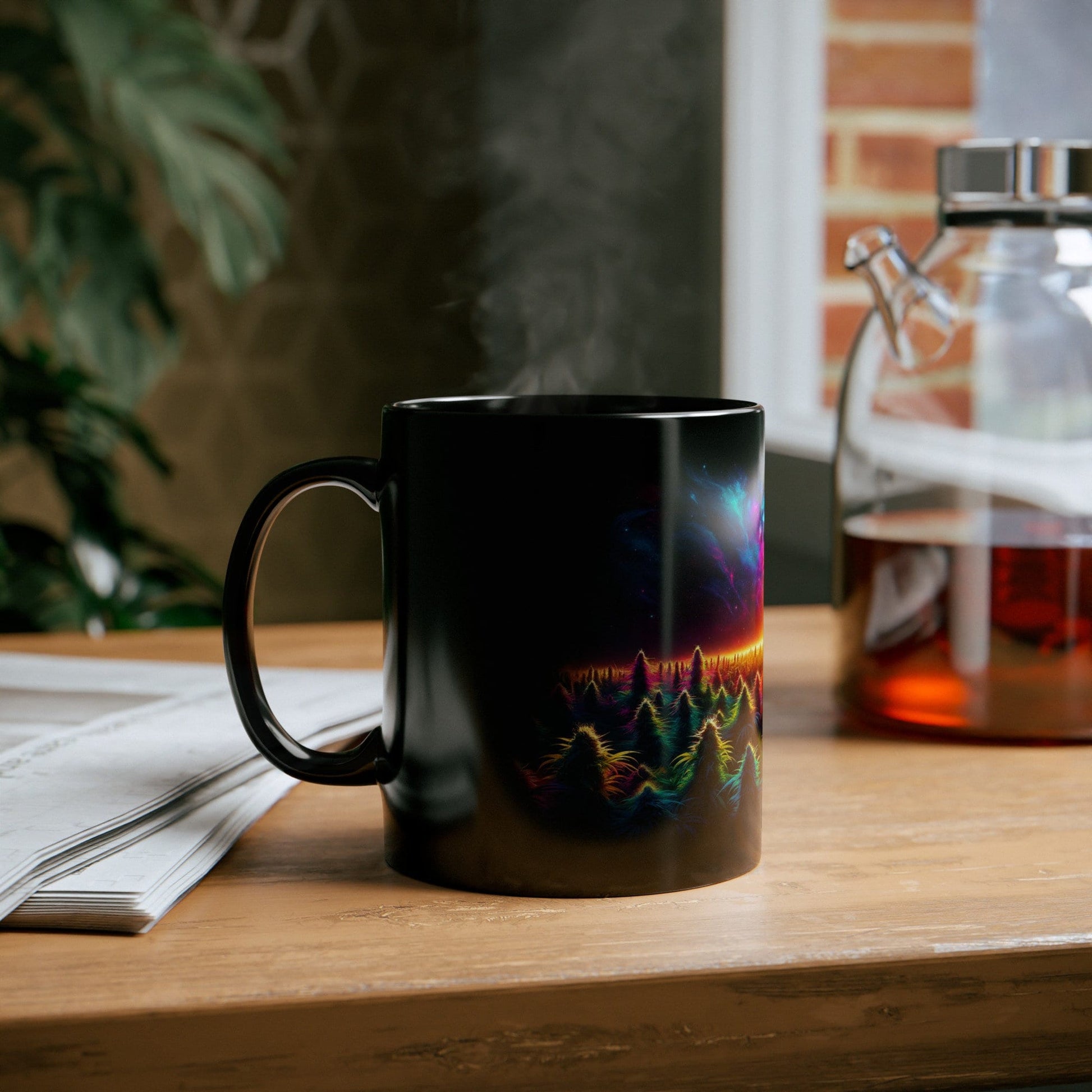 420 COSMIC SUNRISE - Weed Coffee Mug (11oz) BLACK