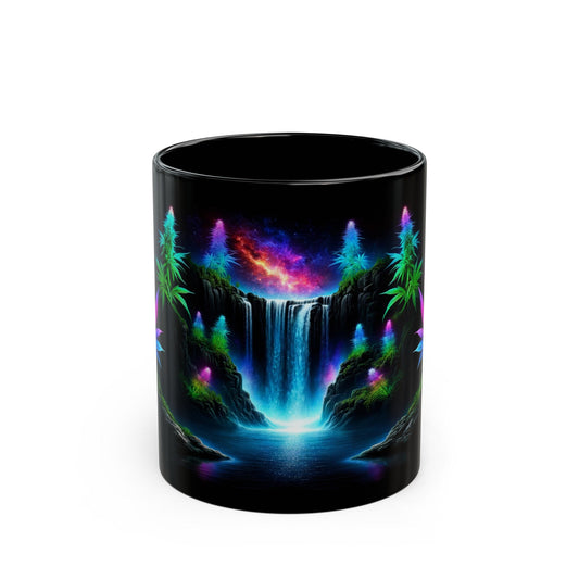 420 SPACE WATERFALL - Weed Coffee Mug (11oz) BLACK