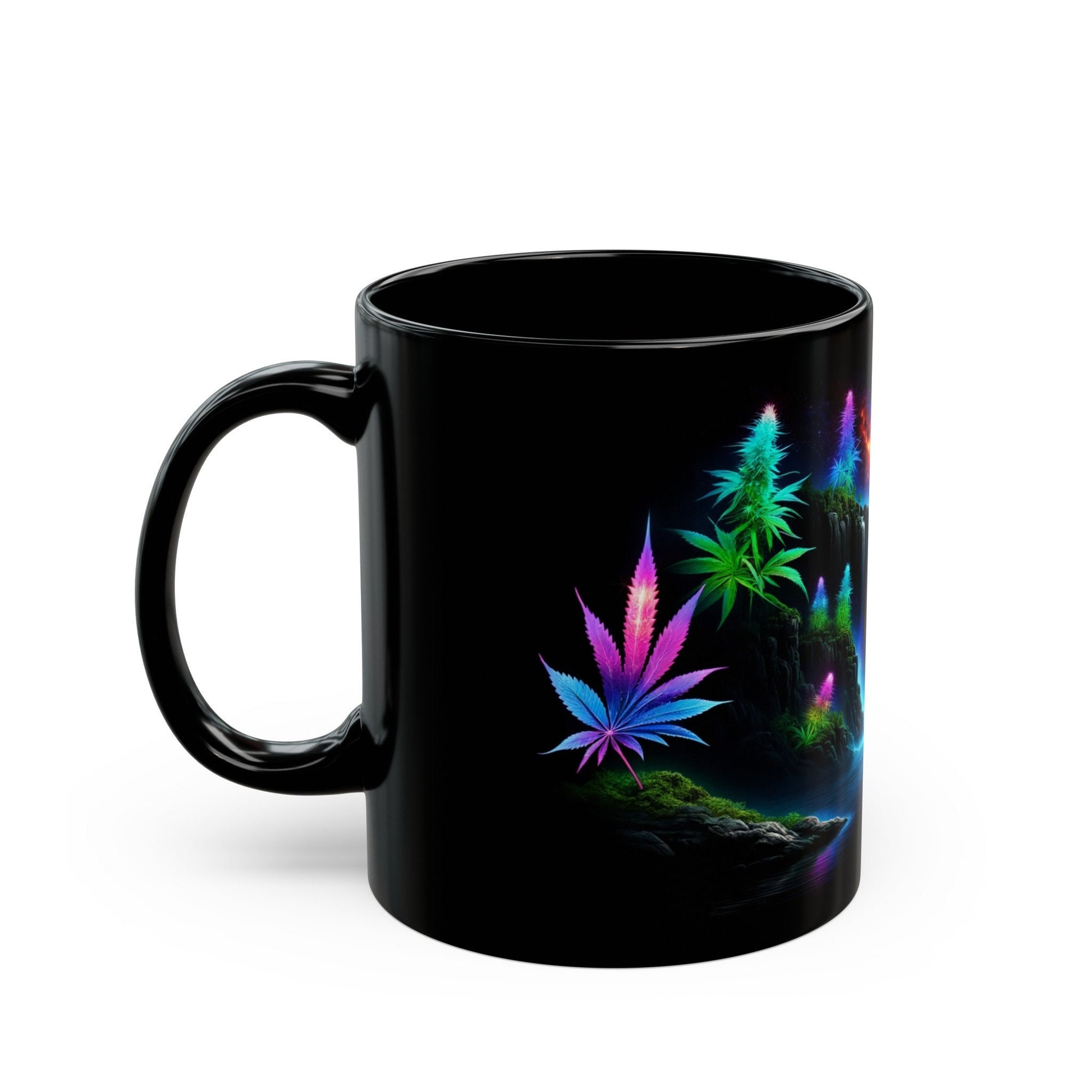 420 SPACE WATERFALL - Weed Coffee Mug (11oz) BLACK