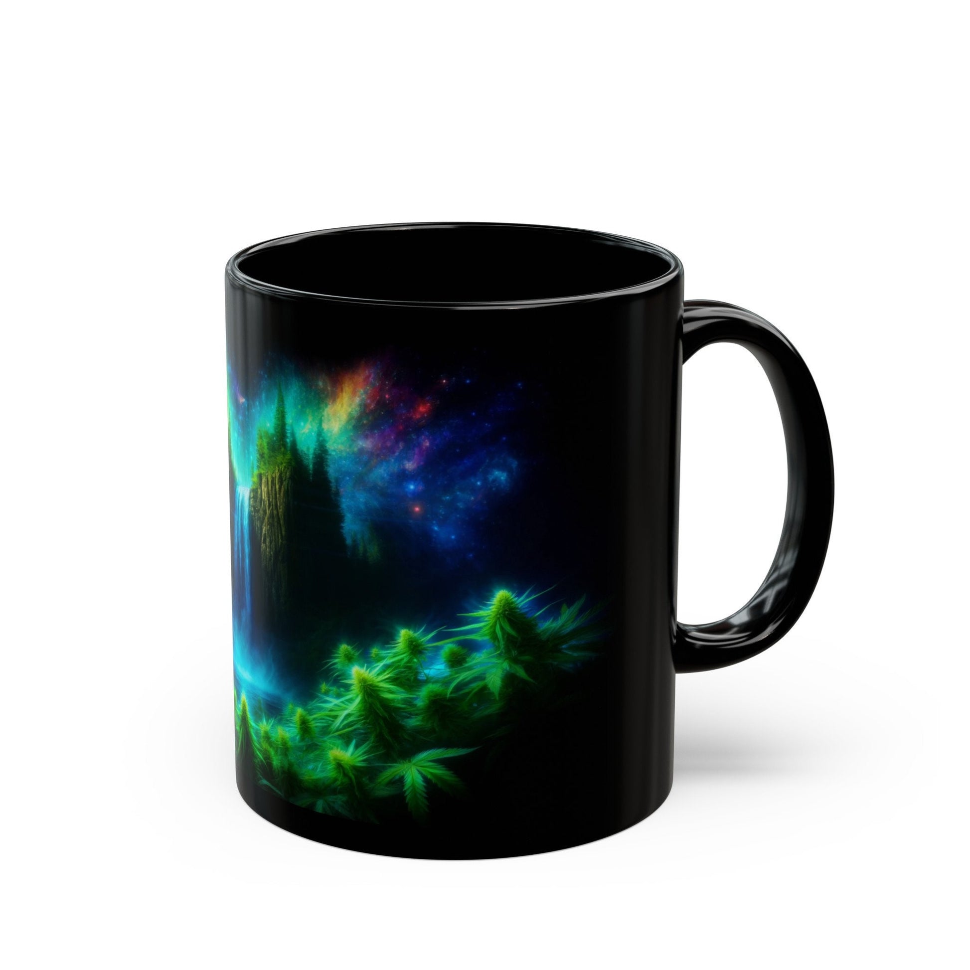 COSMIC WEED WATERFALL - 420 Coffee Mug (11oz) BLACK