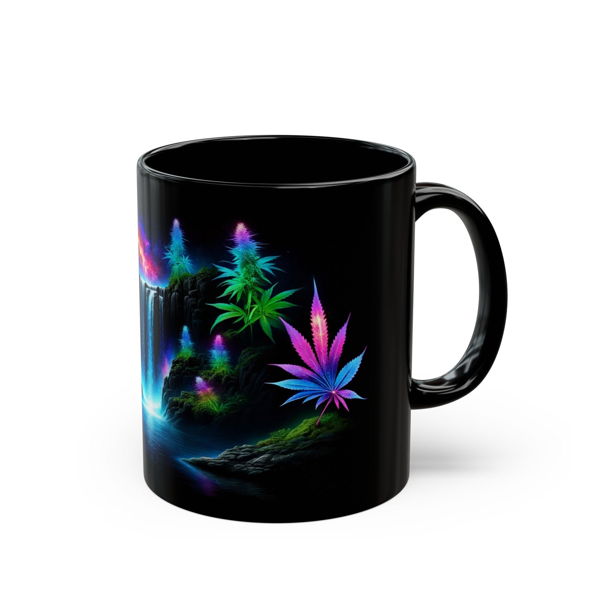 420 SPACE WATERFALL - Weed Coffee Mug (11oz) BLACK