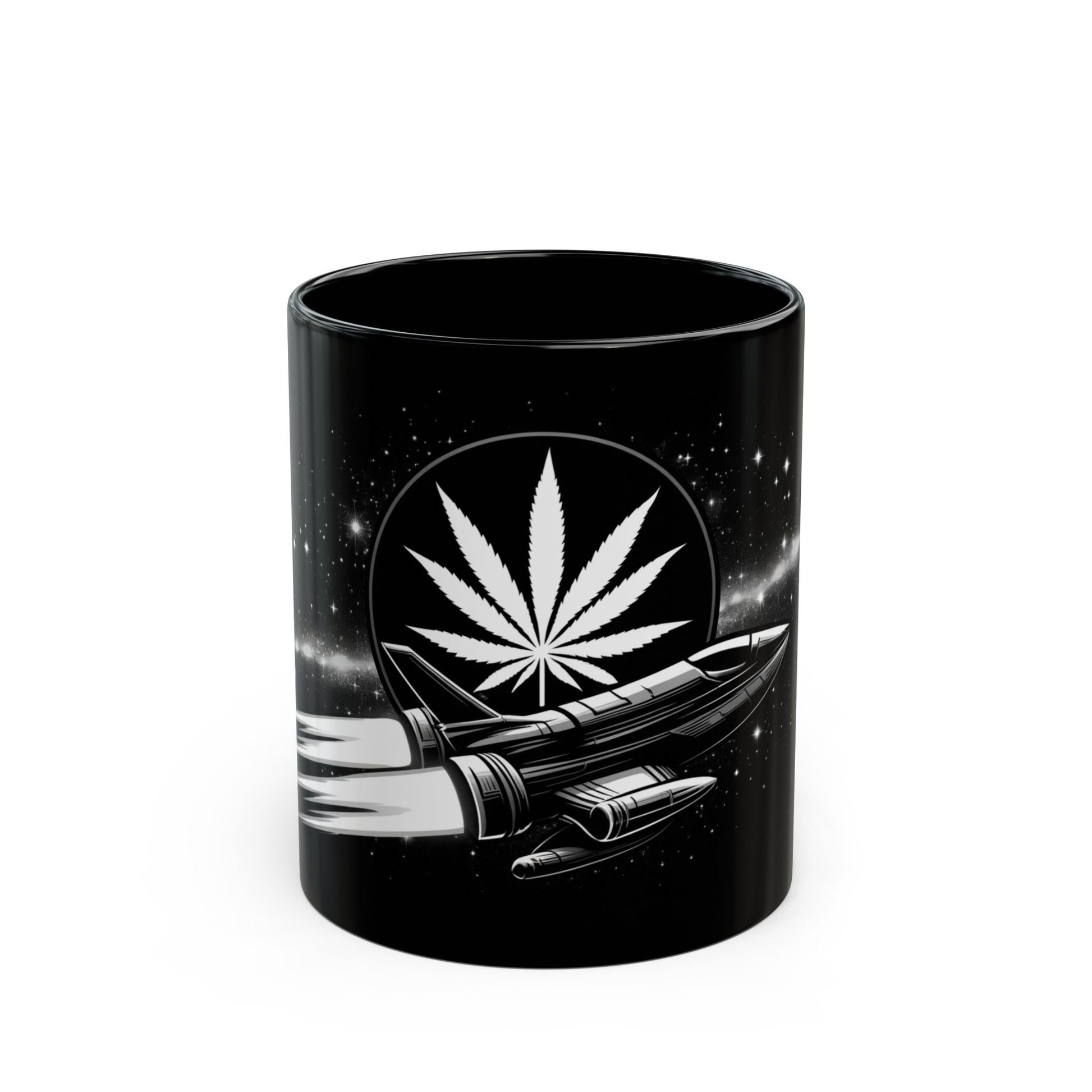 420 SPACESHIP MUG - Weed Coffee Mug (11oz) BLACK