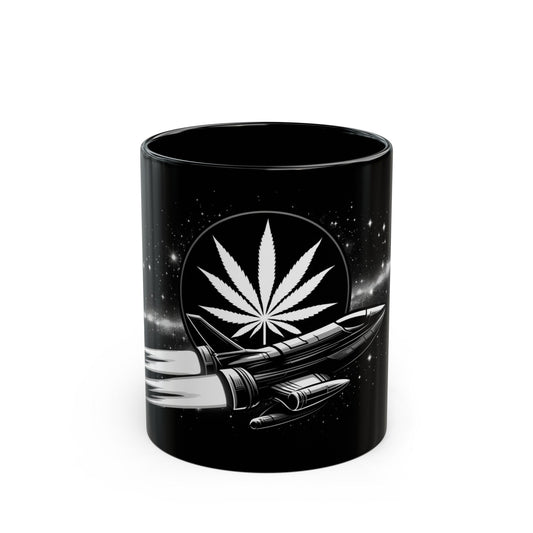 420 SPACESHIP MUG - Weed Coffee Mug (11oz) BLACK