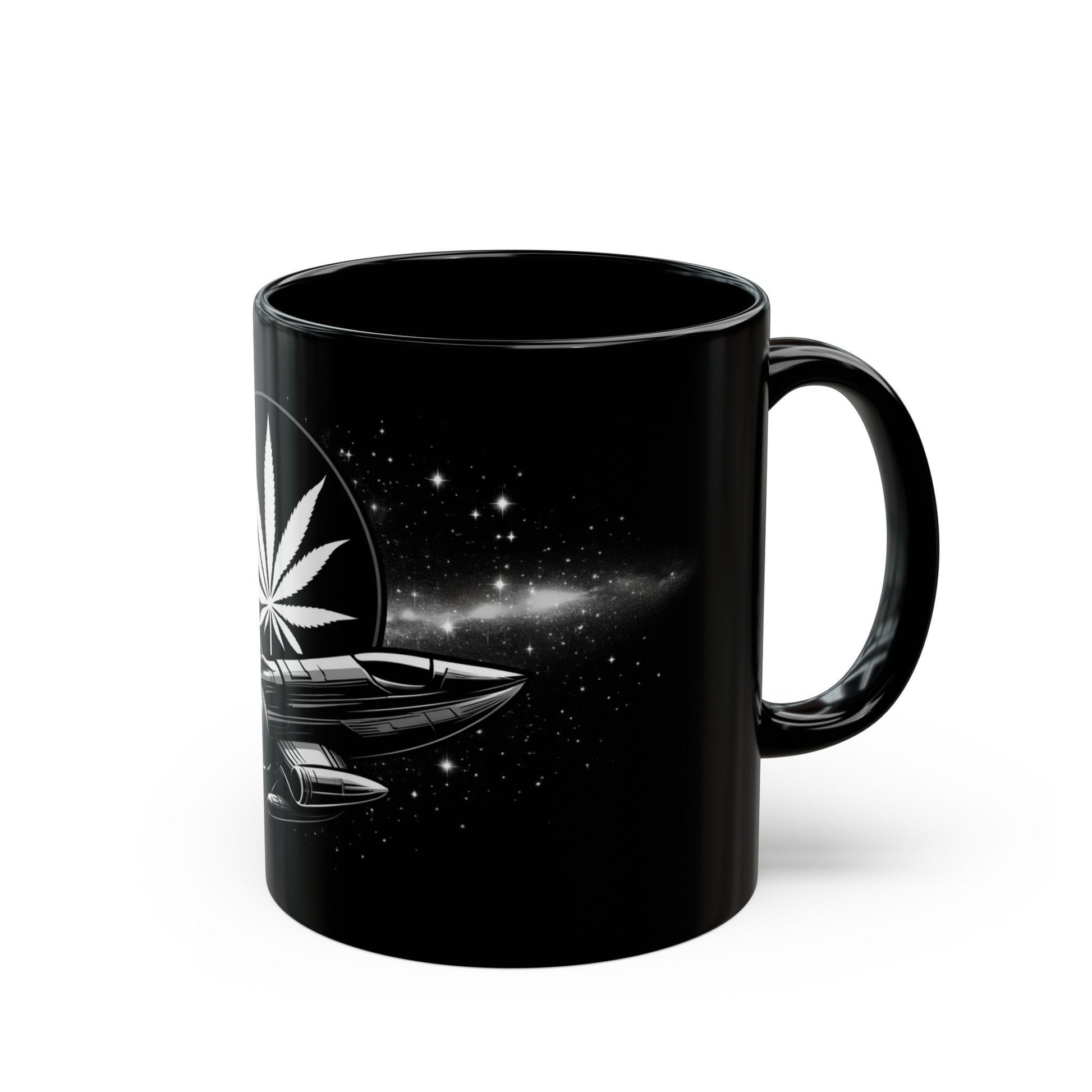 420 SPACESHIP MUG - Weed Coffee Mug (11oz) BLACK