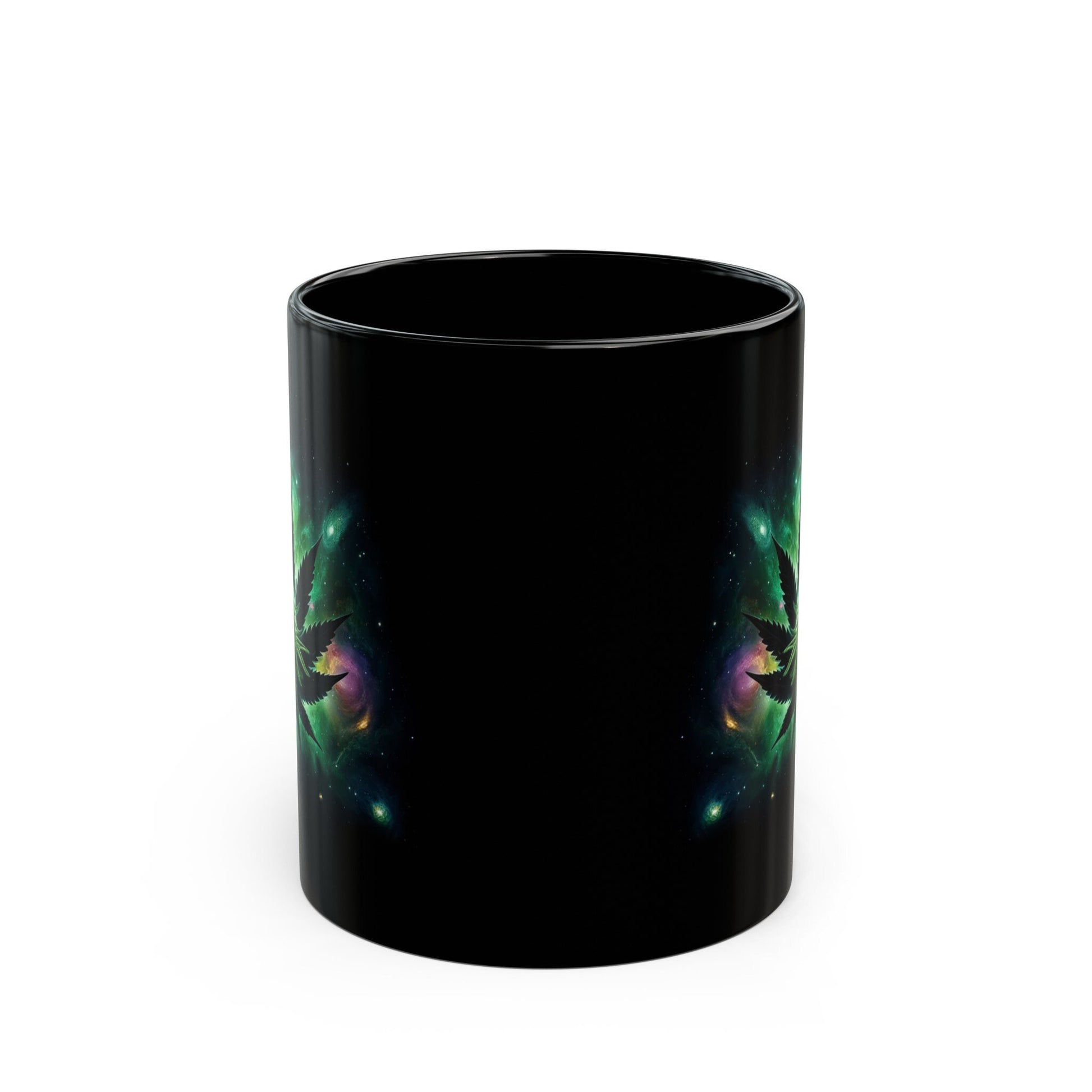 GALAXY WEED LEAF - Weed Coffee Mug (11oz) BLACK, Dual Sided