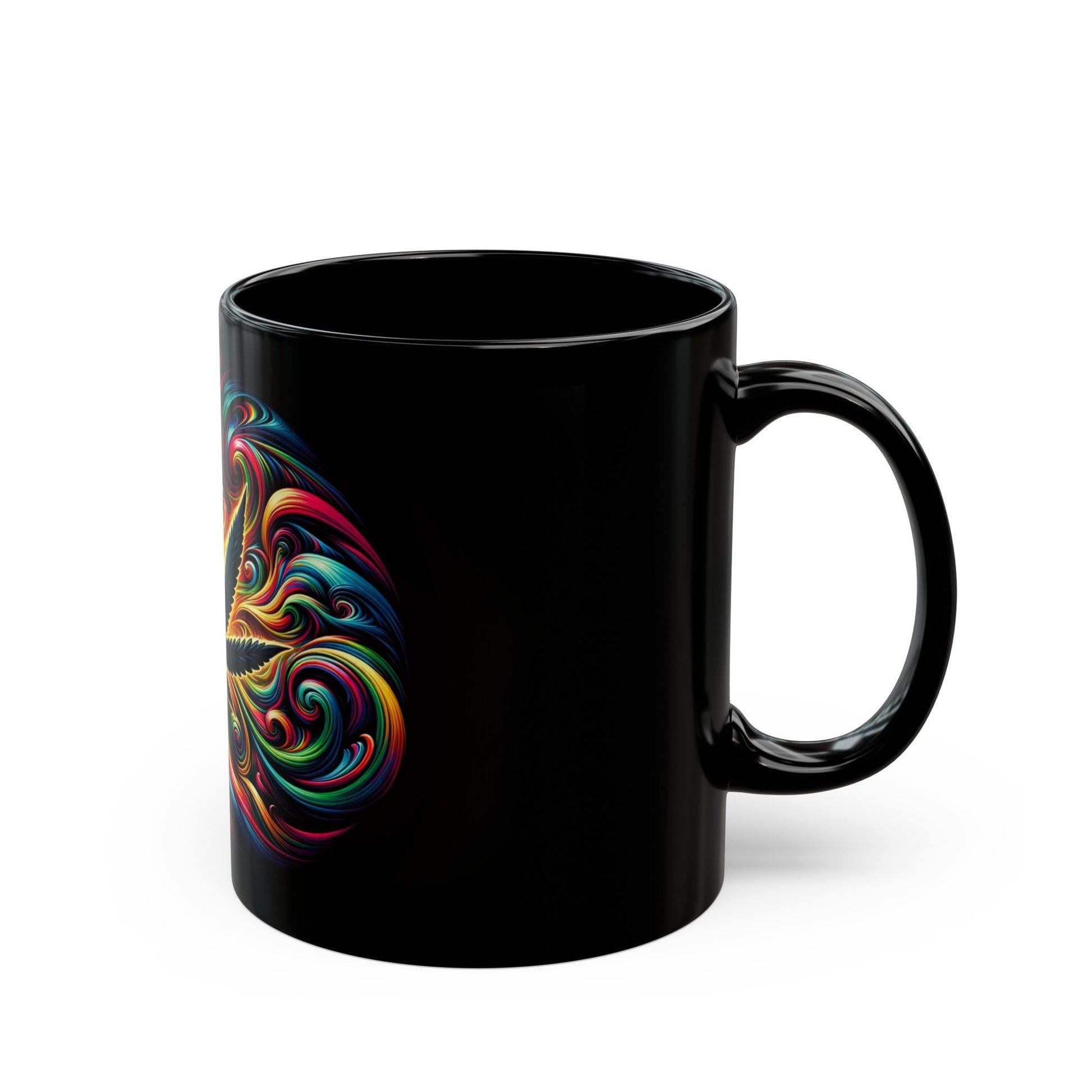 COLORFUL WEED LEAF - 420 Coffee Mug (11oz) BLACK