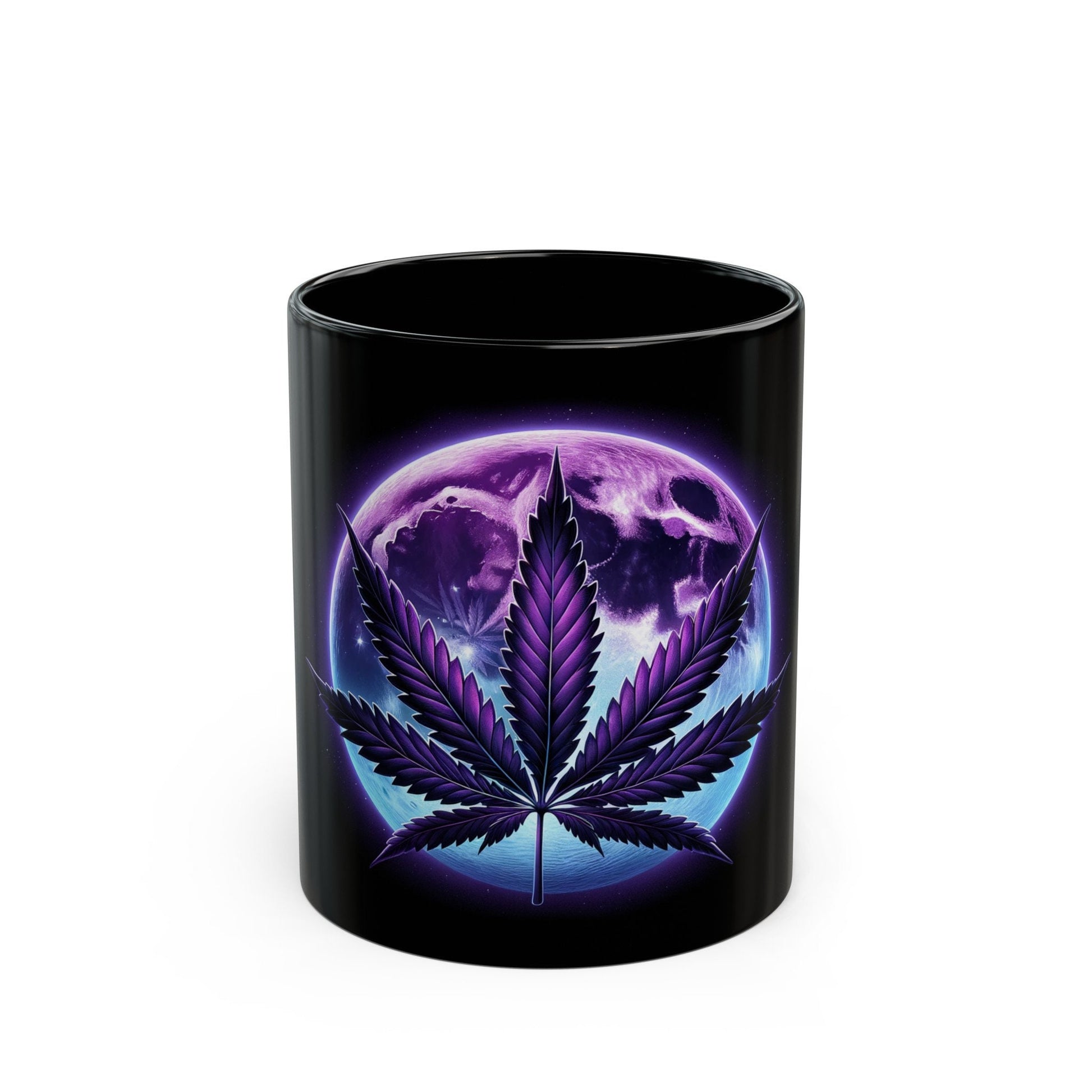PURPLE LEAF MOONGLOW - Weed Coffee Mug (11oz) BLACK