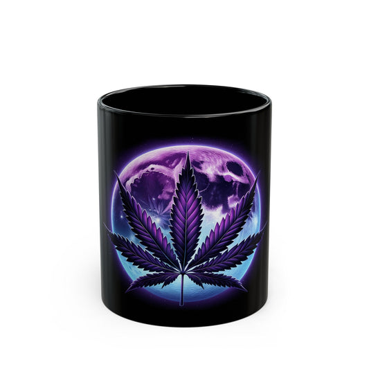 PURPLE LEAF MOONGLOW - Weed Coffee Mug (11oz) BLACK